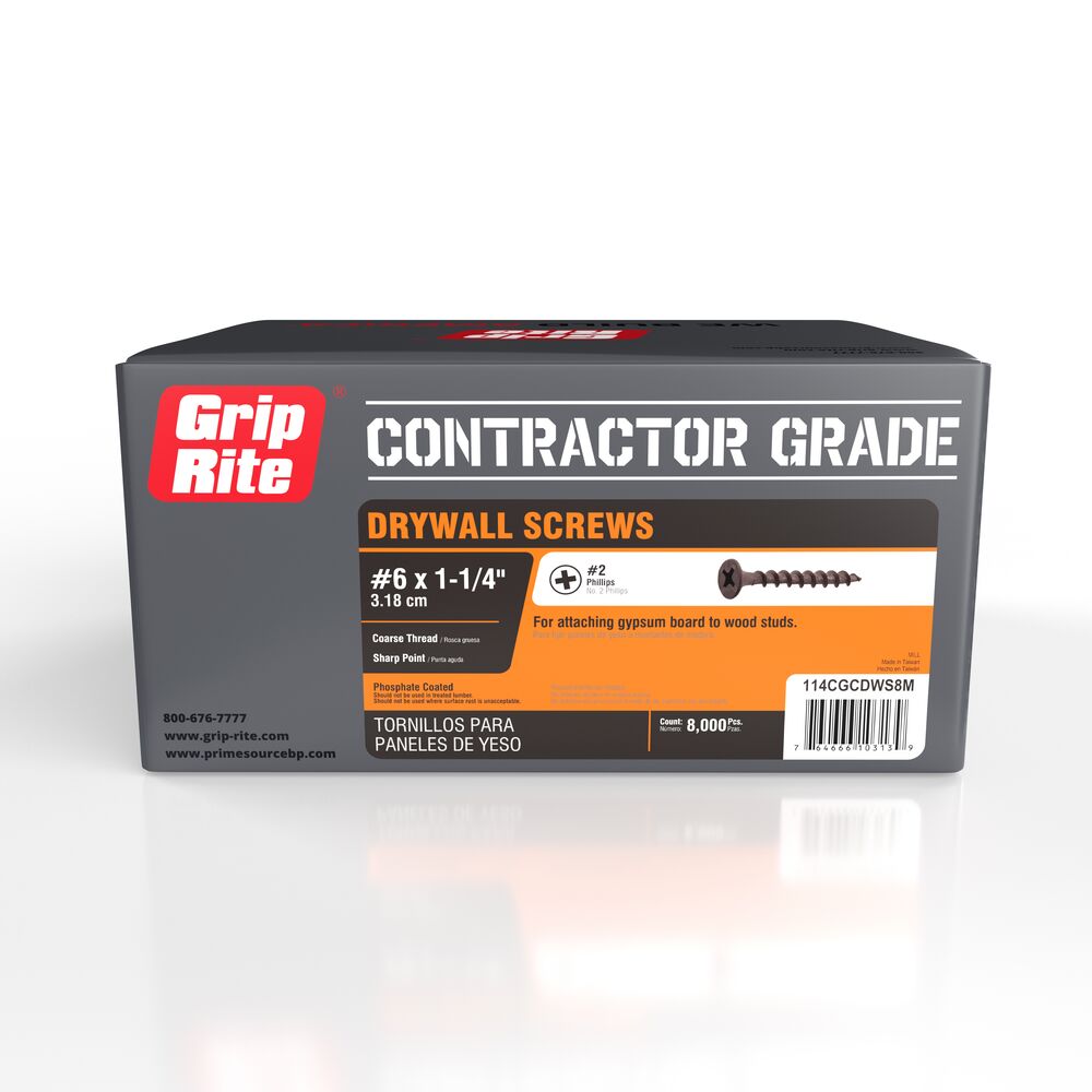 Grip-Rite 114CGCDWS8M #6 x 1-1/4-in Bugle Coarse Thread Drywall Screws 28.21-lb ( 8000 -Pack )