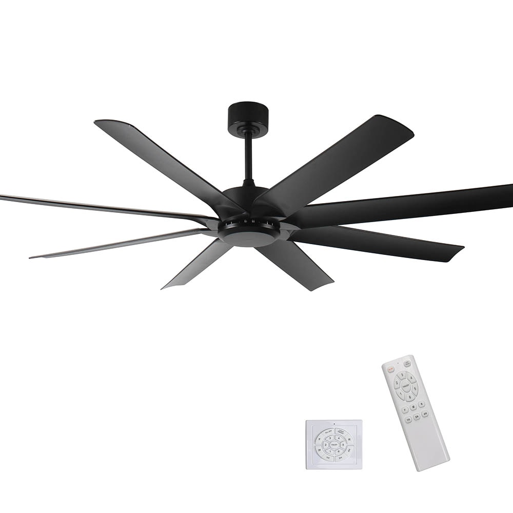 Duclsaty ZYS023 Industrial Fan 72 Black with Matte ABS Blades Ceiling Fan Without Light - Remote Included ( 8 -Blade )