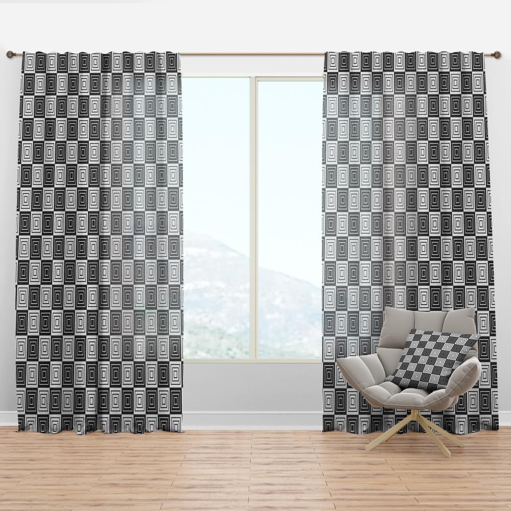 Designart CTN24092-52-63 63-in Gray Geometric Room darkening Thermal lined Rod pocket Single curtain panel