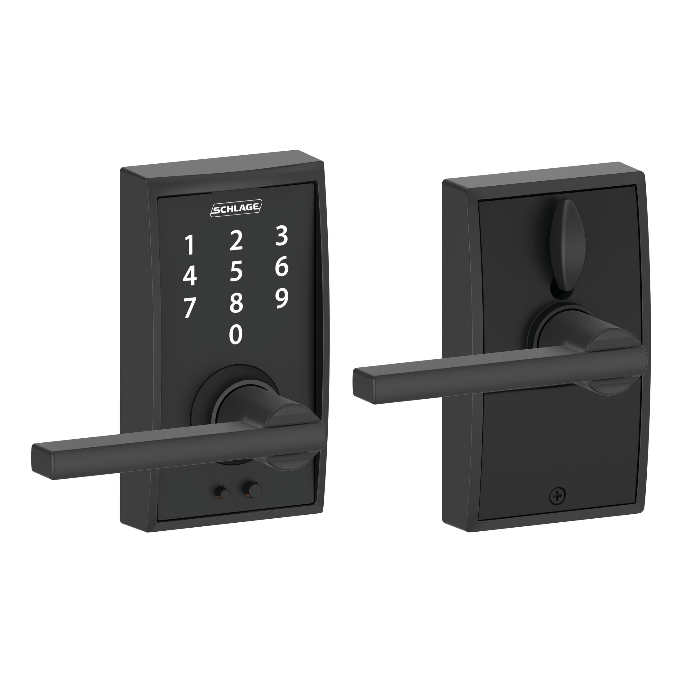 Schlage Touch Century-Latitude Matte Black Electronic Handle Lighted Keypad Touchscreen