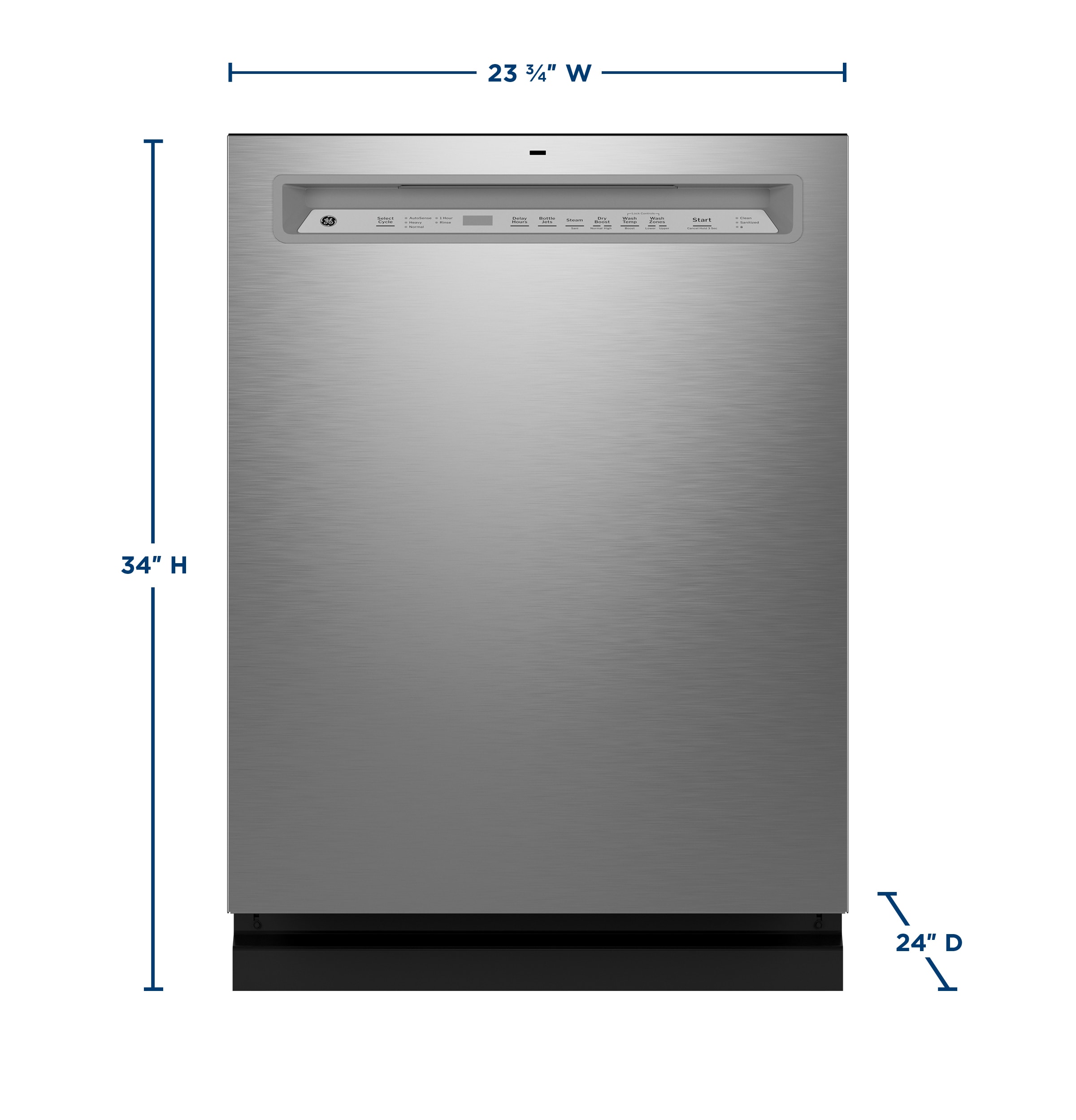 GE Dry Boost 24-in Front Control Built-In Dishwasher With Third Rack ...