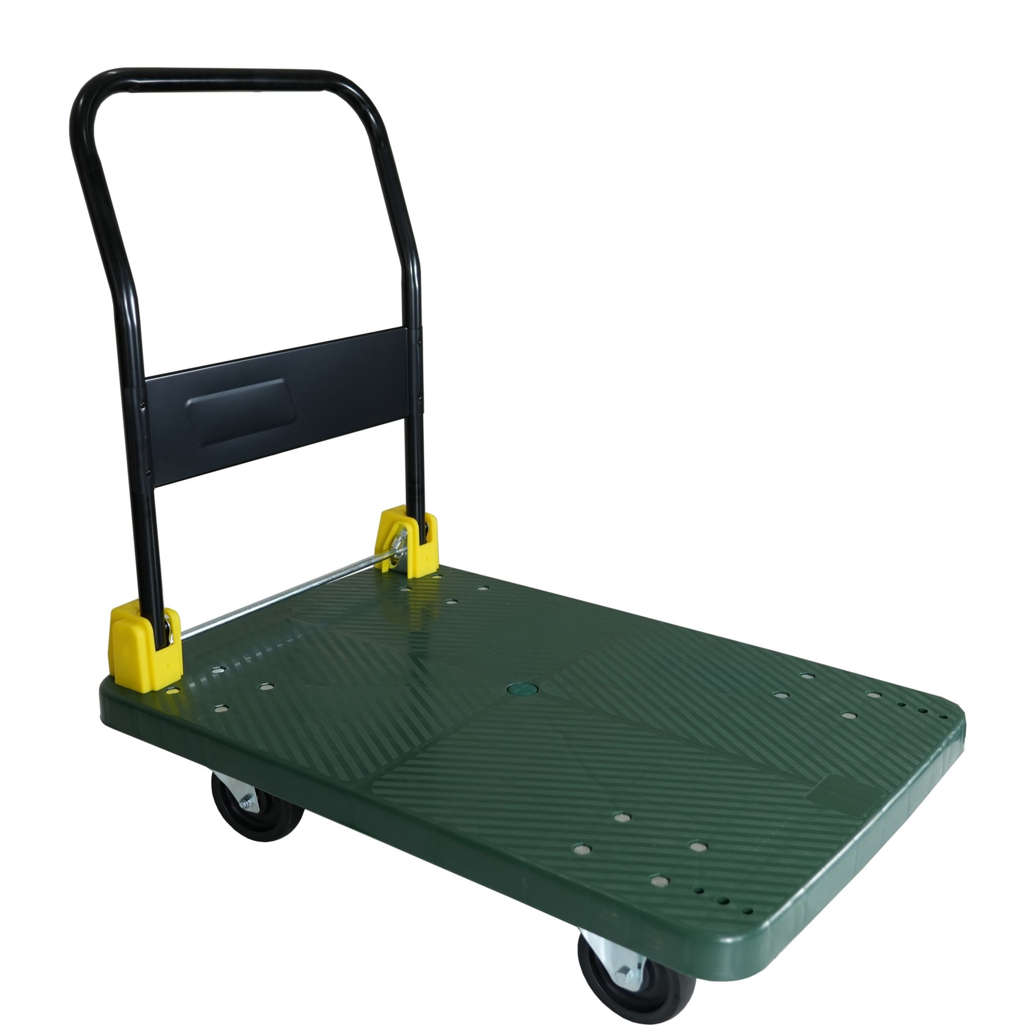 Boyel Living Green Folding Plastic Platform Hand Truck 440 lbs Capacity Utility Cart with Lockable Brake Wheels