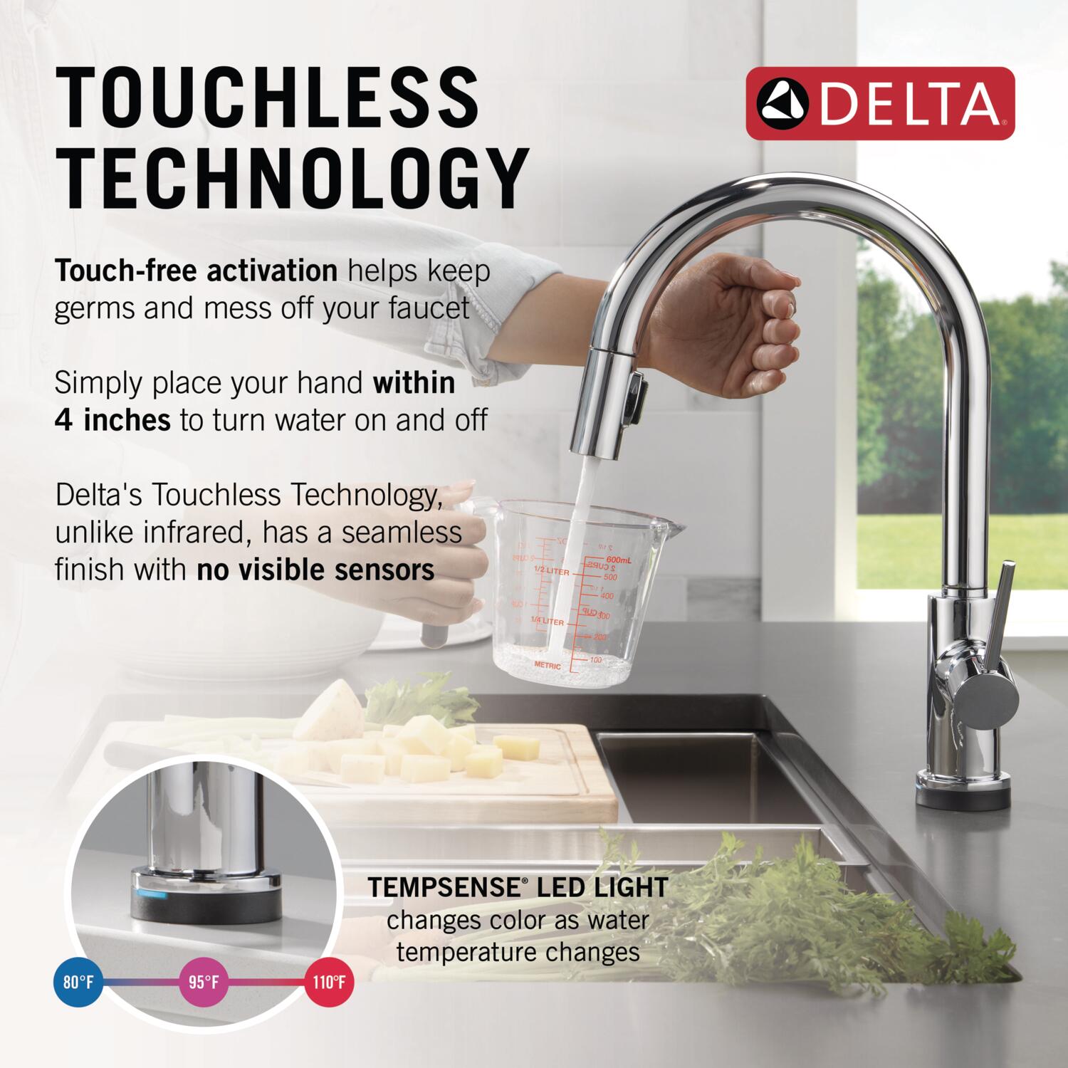 Delta Trinsic Chrome Single Handle Touchless Pulldown Kitchen Faucet