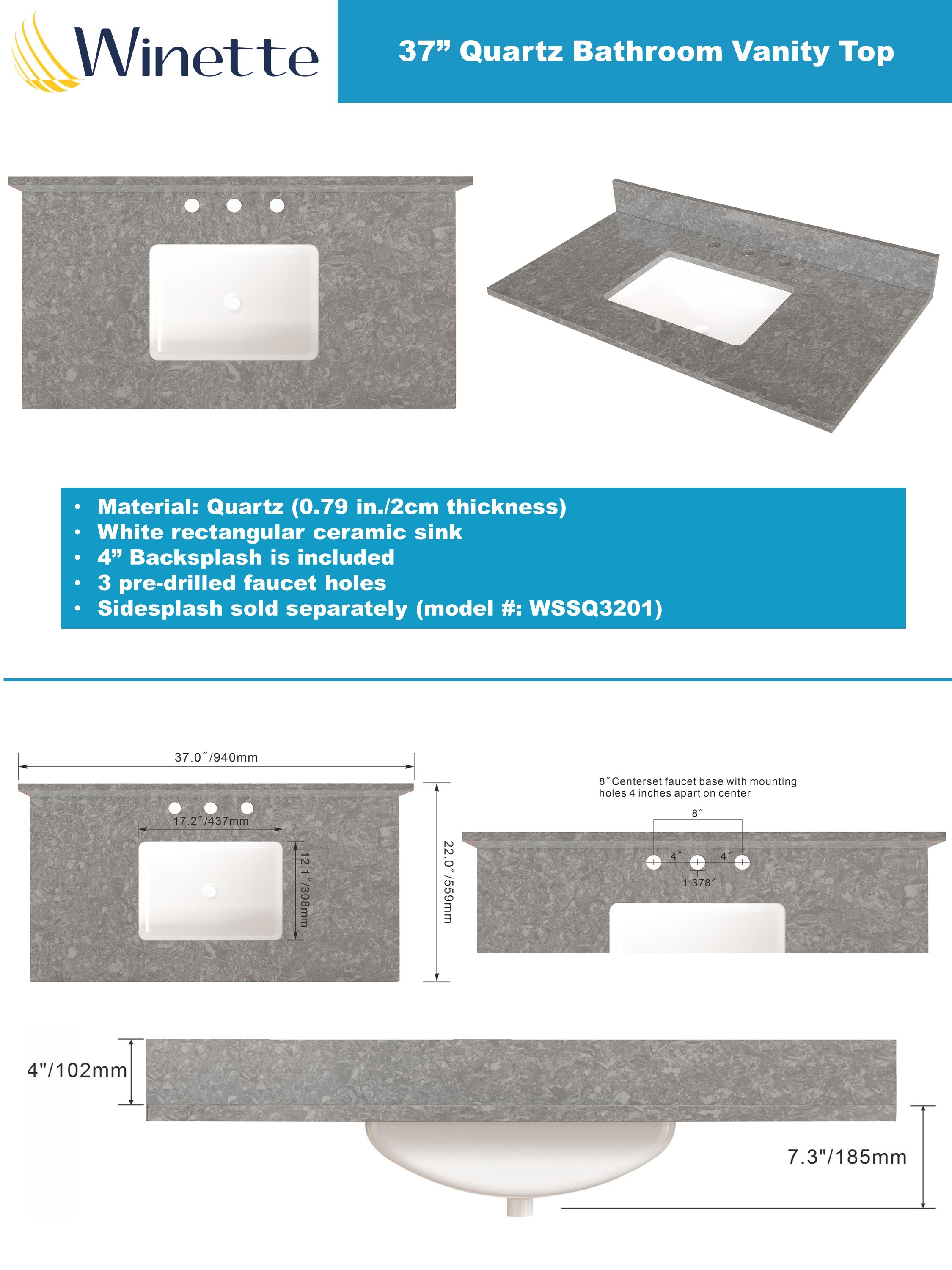 Winette WVTQ3201-31 Vanity-Tops - View #2