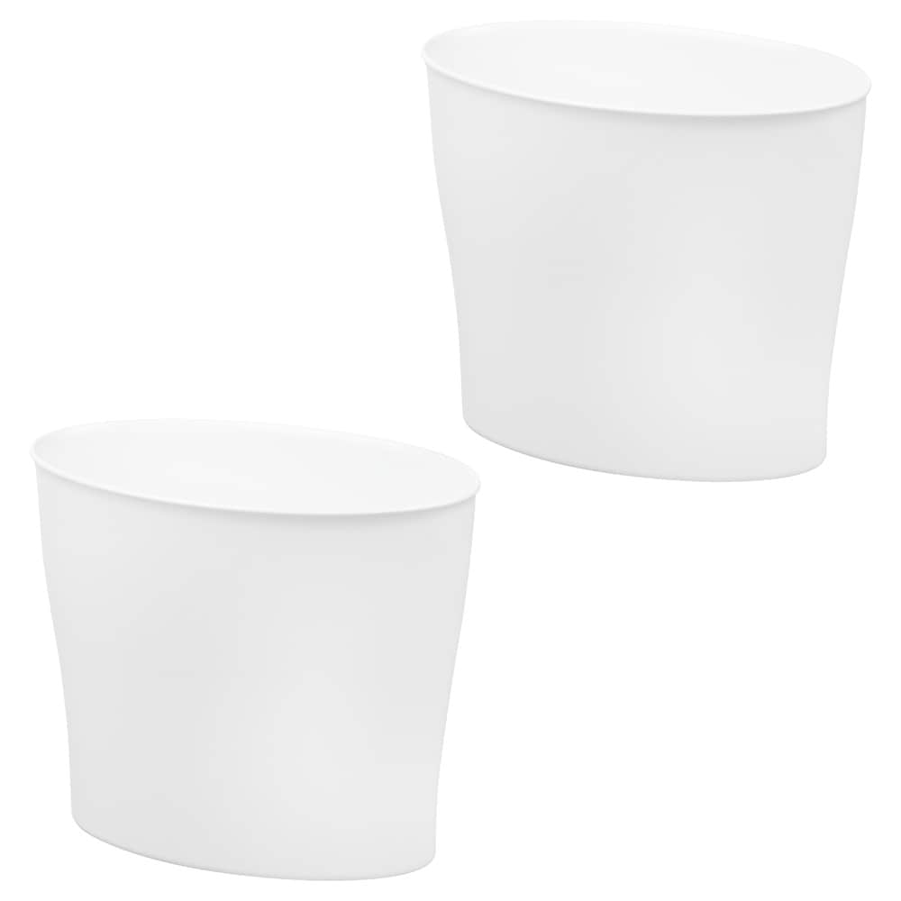 iDesign 29416M2 Small Oval Plastic Bathroom Trash Can - Set of 2 - White - Made in USA