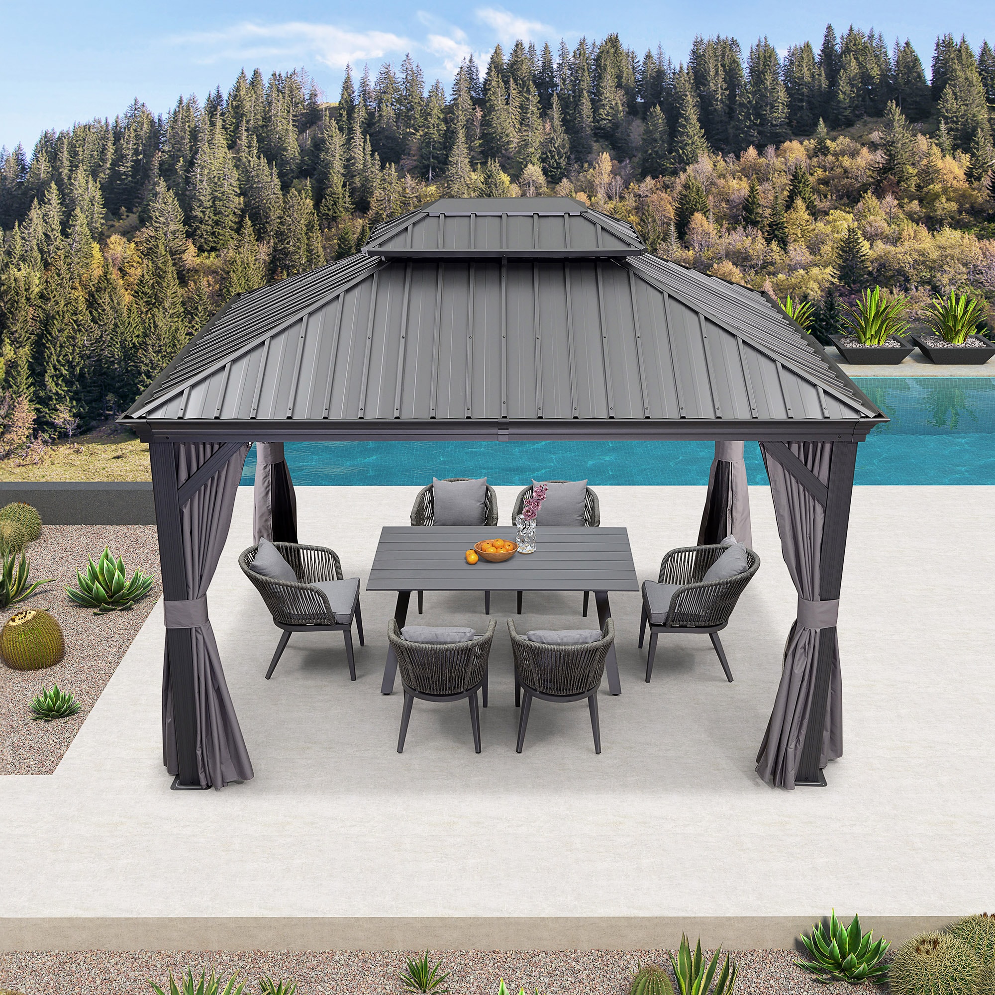 PURPLE LEAF LS04GHTG1013 Wood-Resin-Gazebos - View #4