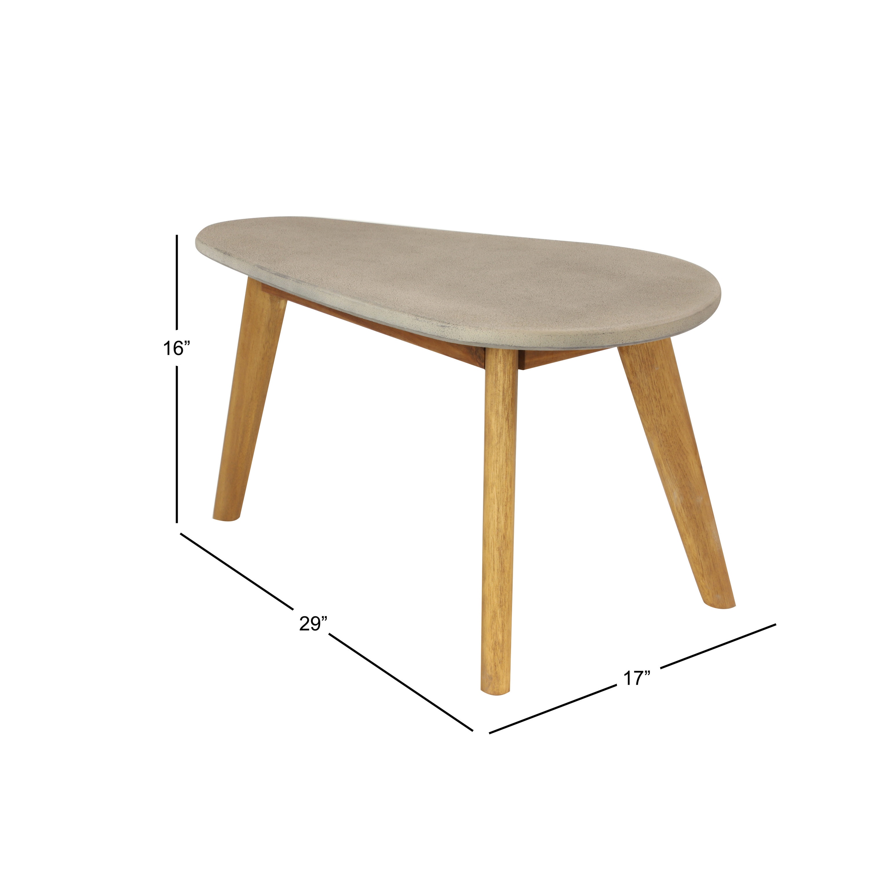 Modern Acacia Wood & Polycement Outdoor Accent Table in Gray