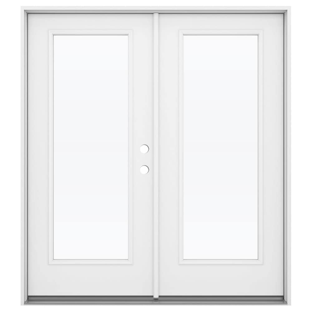 JELD-WEN JW2059-01930 72-in x 80-in x 4-9/16-in Jamb Primed Steel Left-hand inswing French Patio Door with Low-E Glass