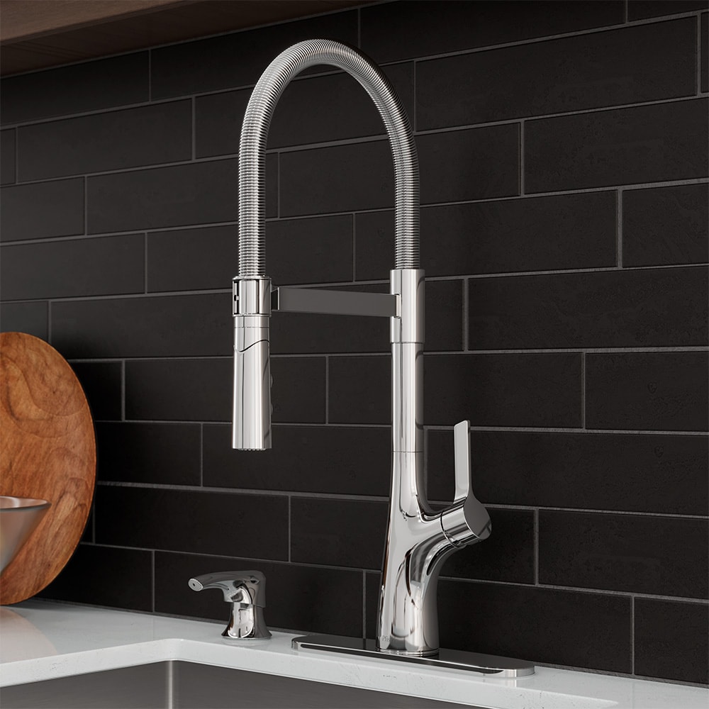 Pfister F-529-7CLOCC Ceylon Culinary Polished Chrome Single Handle Deck-mount Pull-down Kitchen Faucet with Sprayer ( Deck Plate Included ) (Soap Dispenser Included)