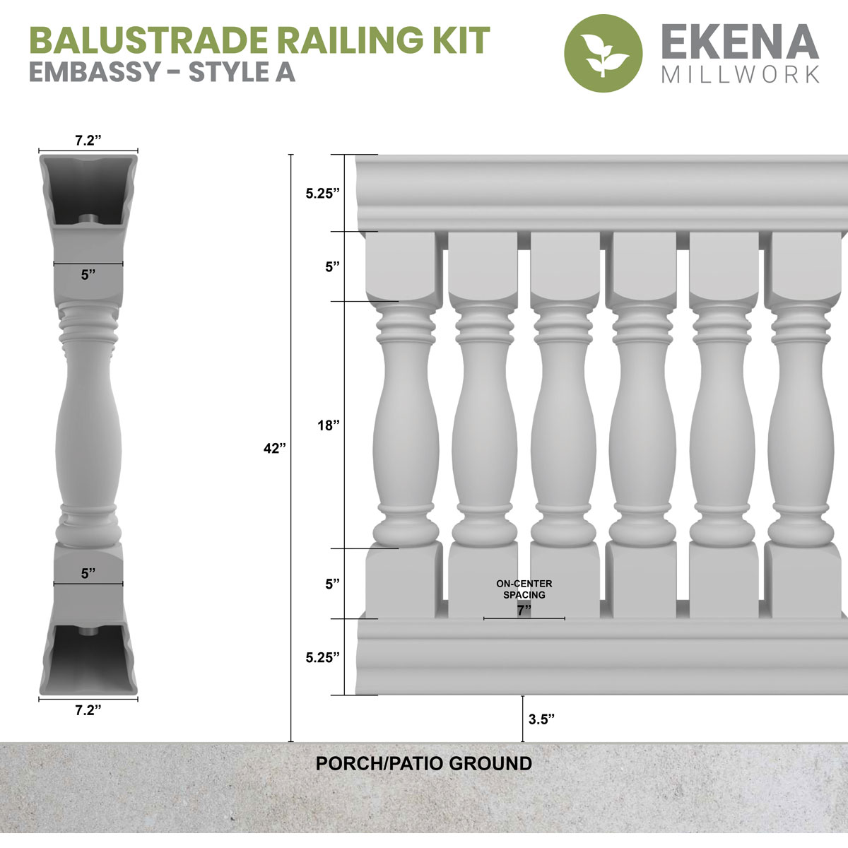 Ekena Millwork BALK42X024EMA railings - View #2