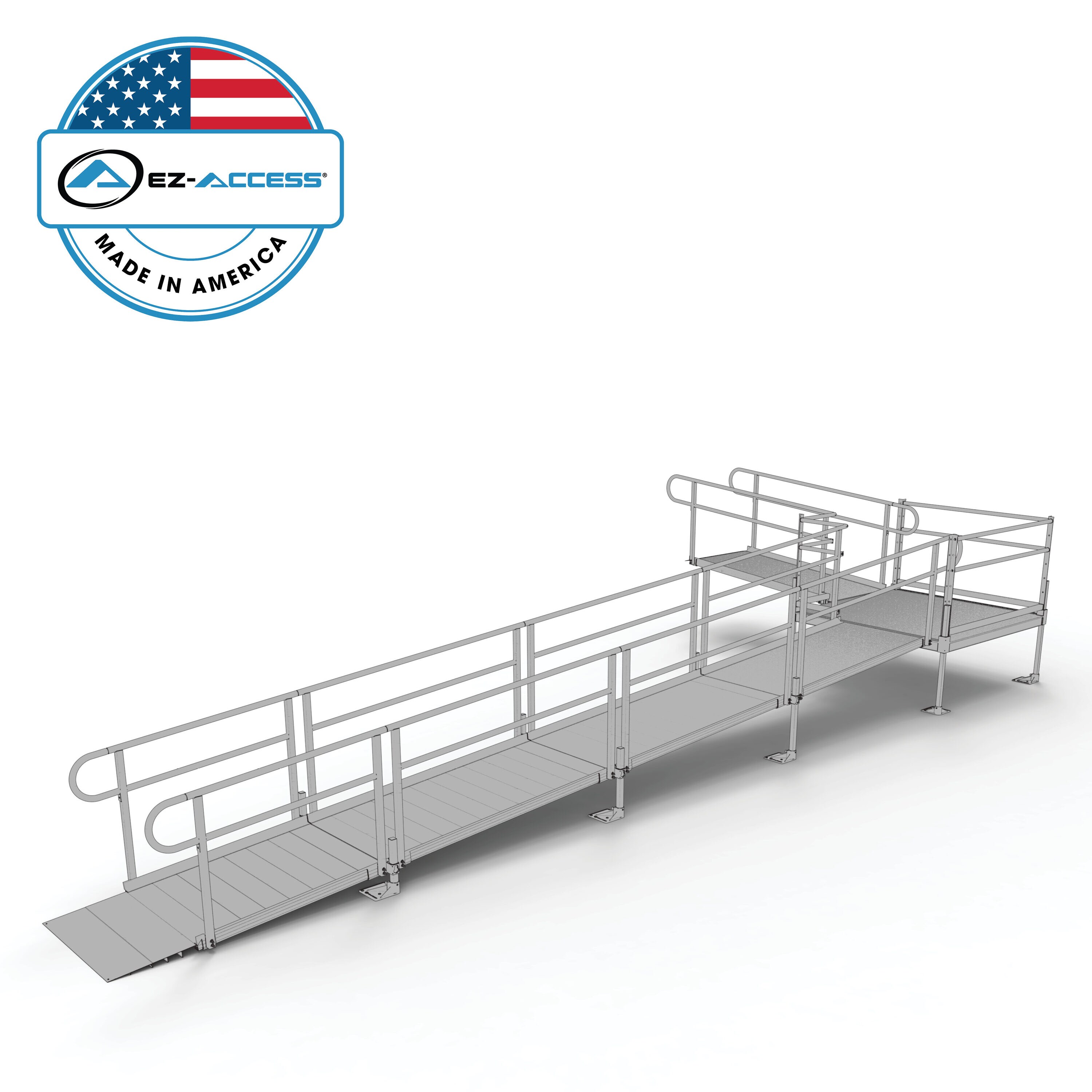EZ-ACCESS PS28L55T 28-Feet x 147.625-Inches Aluminum Modular Entryway Wheelchair Ramp