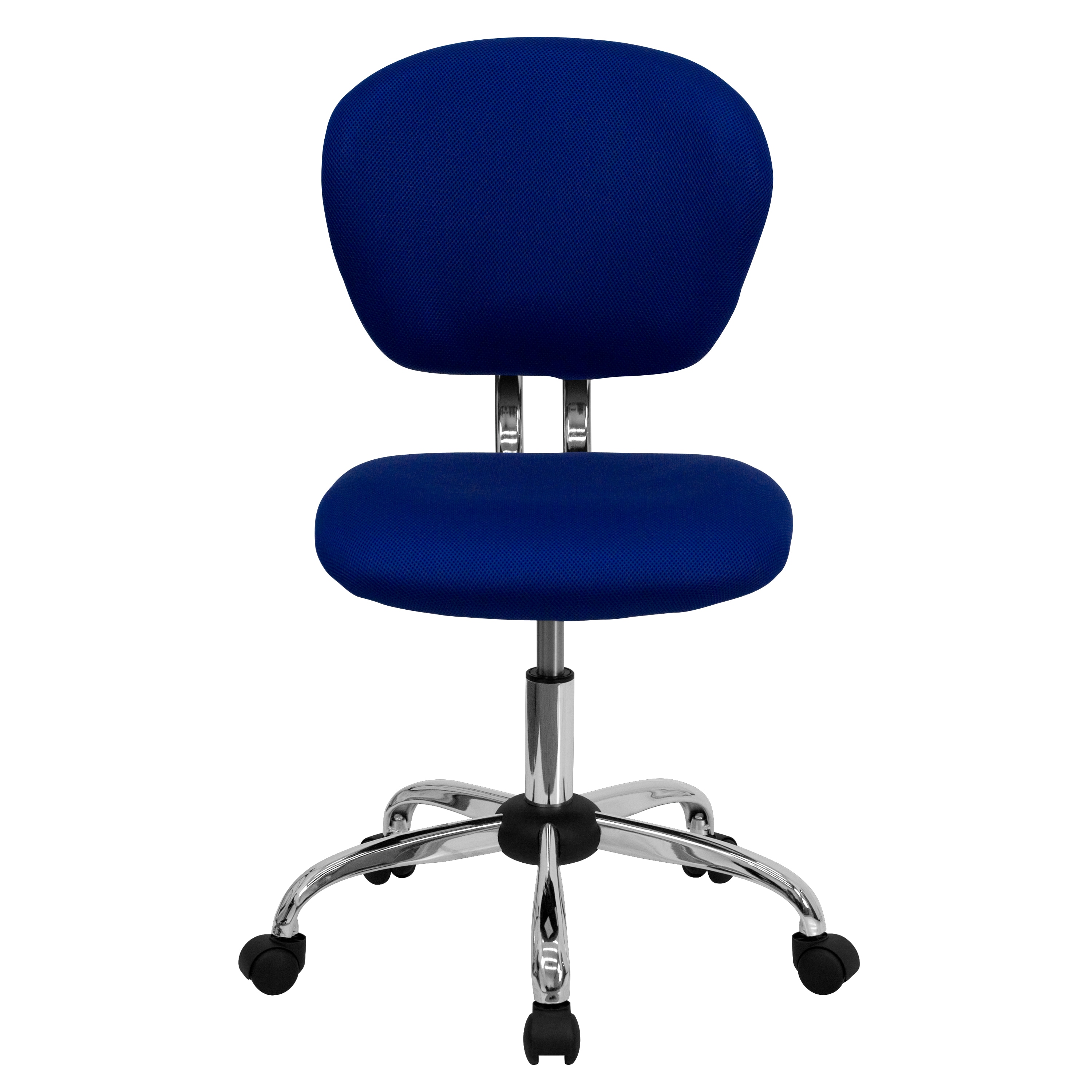 Blue Mesh Mid-Back Swivel Task Chair with Chrome Base