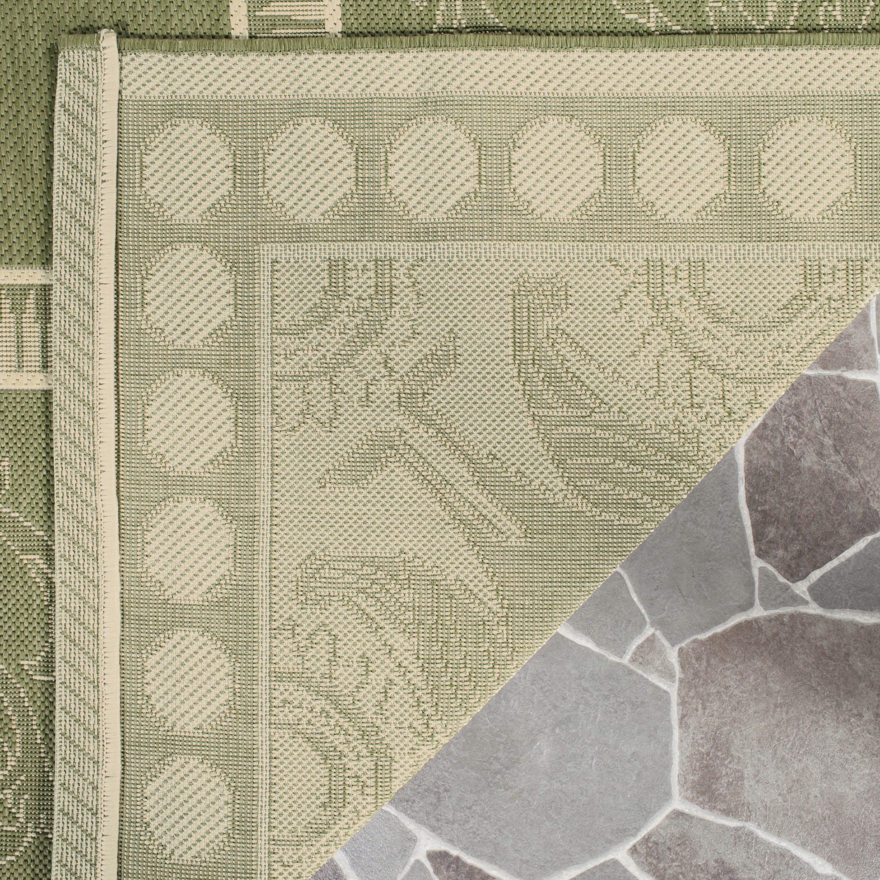 Olive and Natural Rectangular Synthetic Outdoor Area Rug