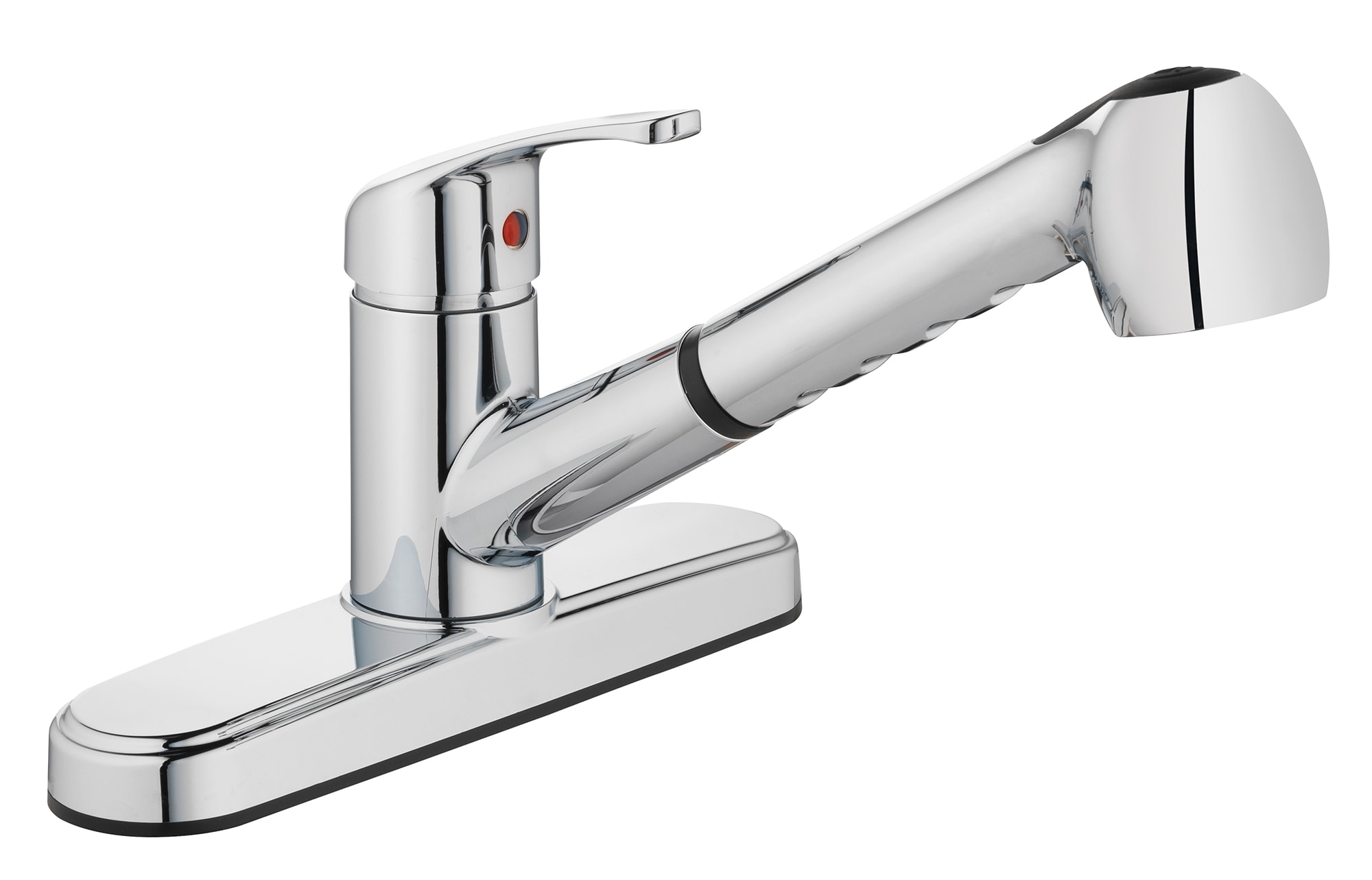 Project Source 012 PS10345CP Chrome Single Handle Deck-mount Pull-out Kitchen Faucet with Sprayer ( Deck Plate Included )