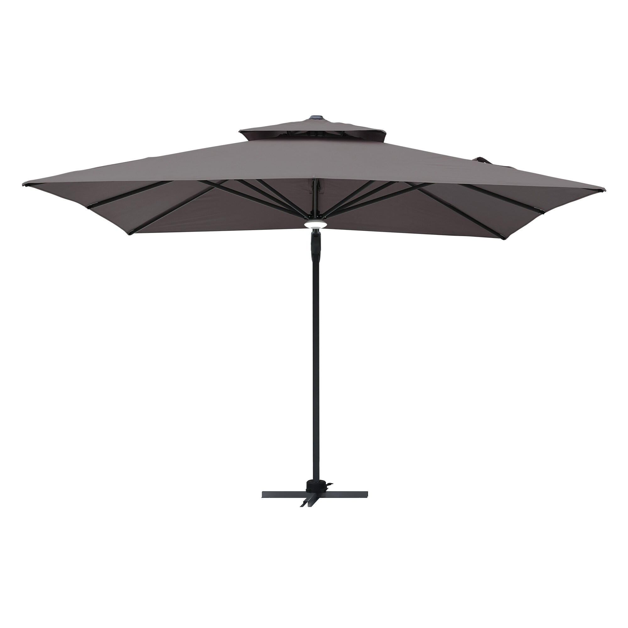Mondawe MO-WG01GYLED 10-ft Aluminum Gray No-tilt Cantilever Patio Umbrella with Lights