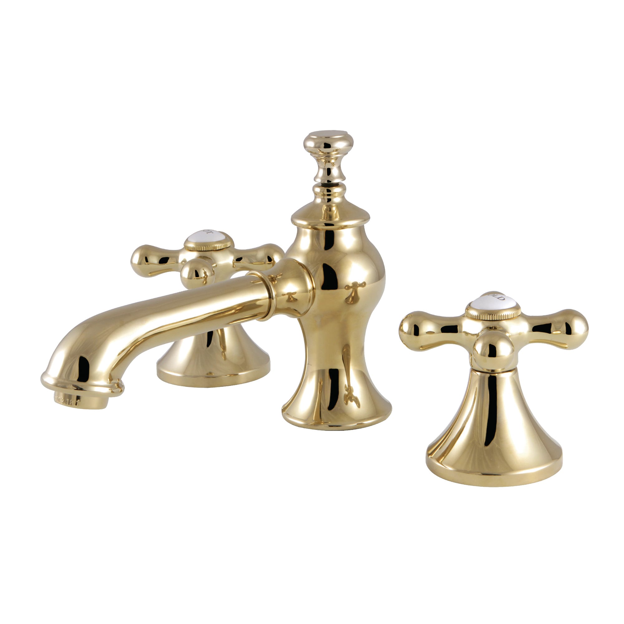 Kingston Brass WLKC7062AX Vintage Polished brass Widespread 2-handle Low-arc Residential Handle Bathroom Sink Faucet with Drain