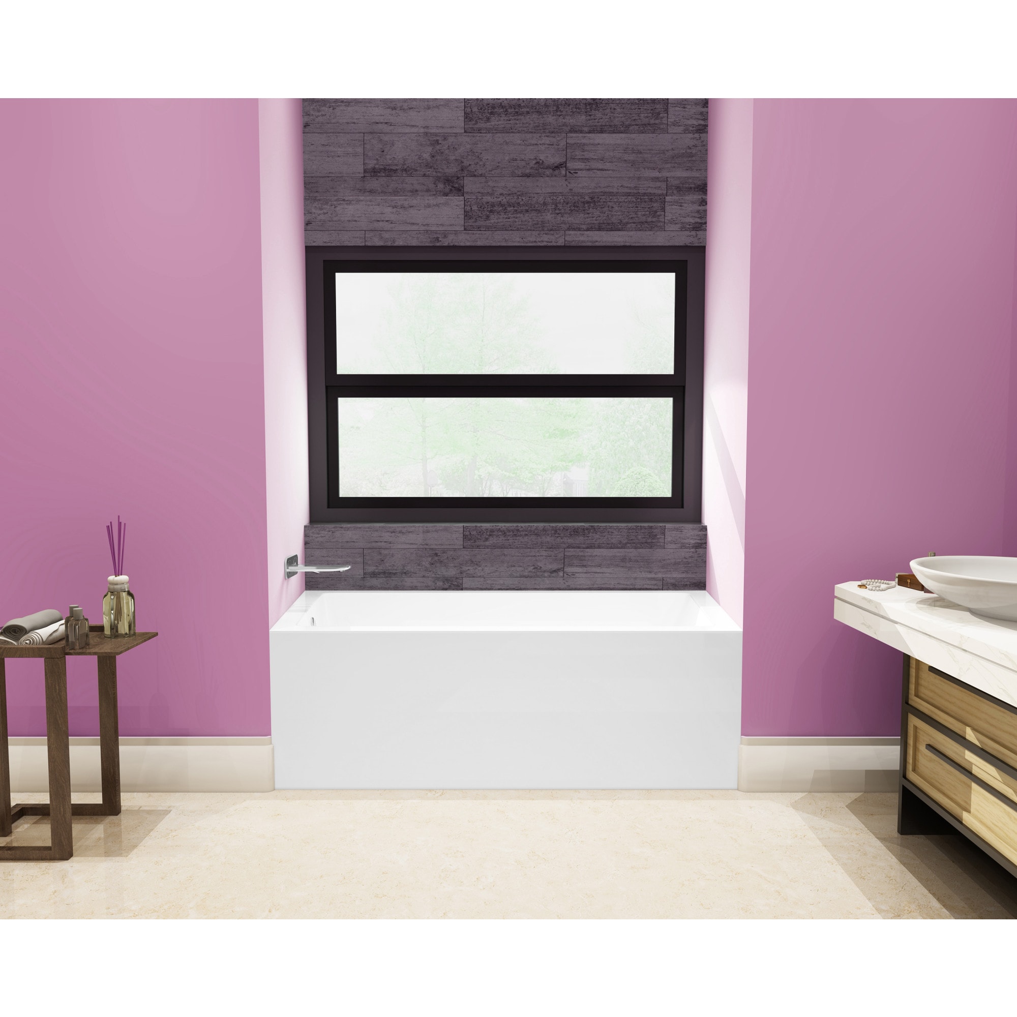 Kingston Brass WLVTAP543022L Alcove 30-in x 54-in White Acrylic Rectangular Alcove Soaking bathtub ( Left Drain )