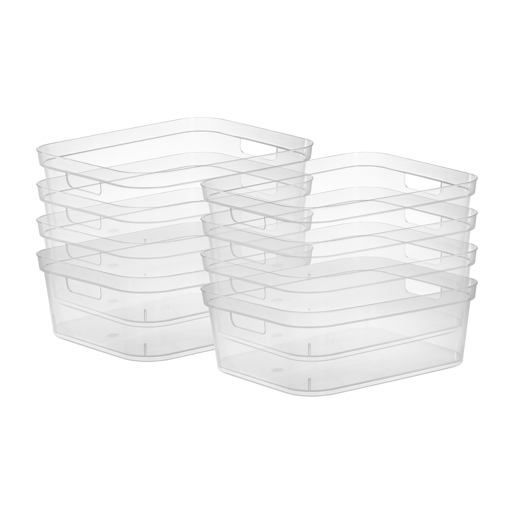 Sterilite 292768 5.25 x 12 x 15 Inch Storage Bin w/ Carry Through Handles  Clear  8 Ct