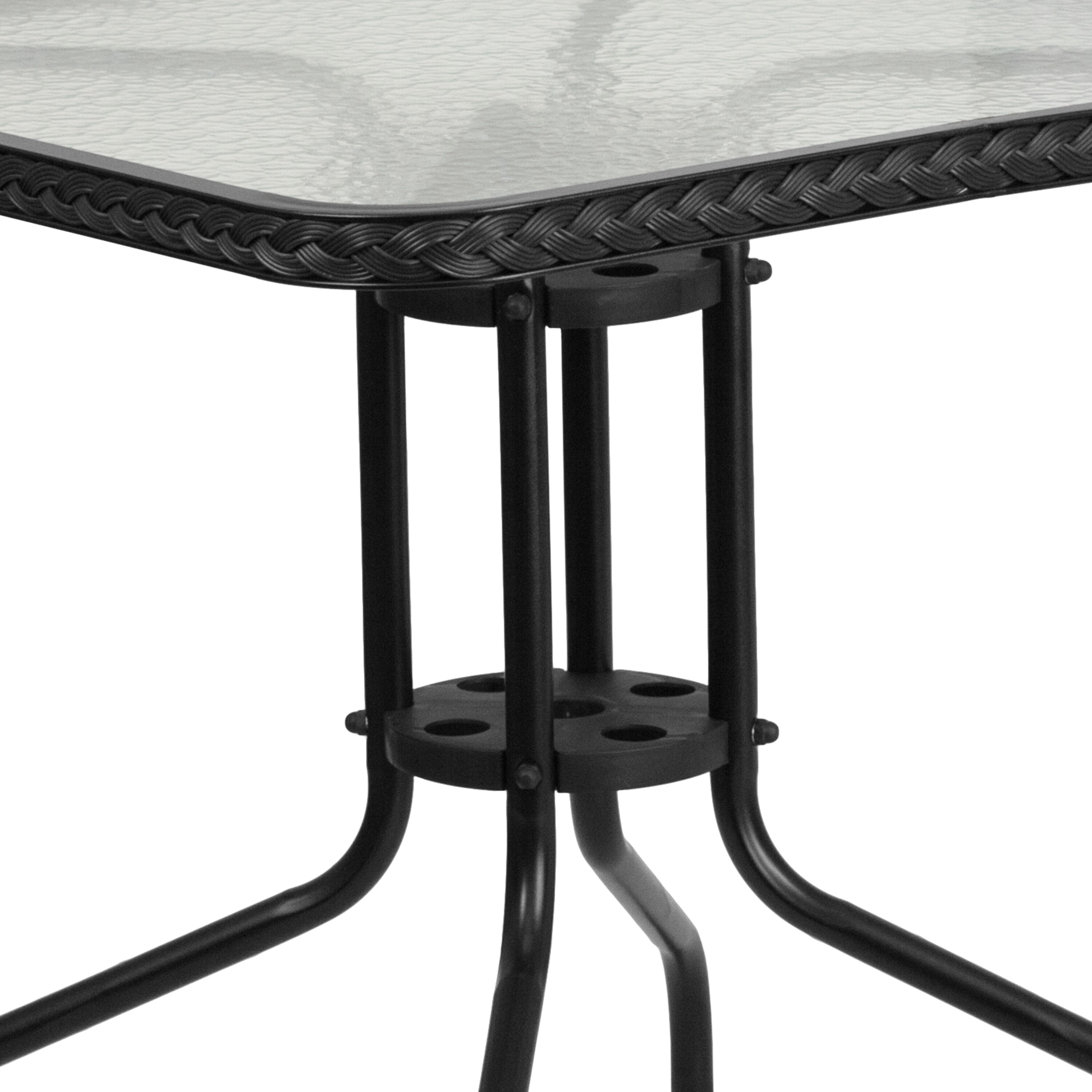 Clear Glass and Black Rattan 3-Piece Bistro Set