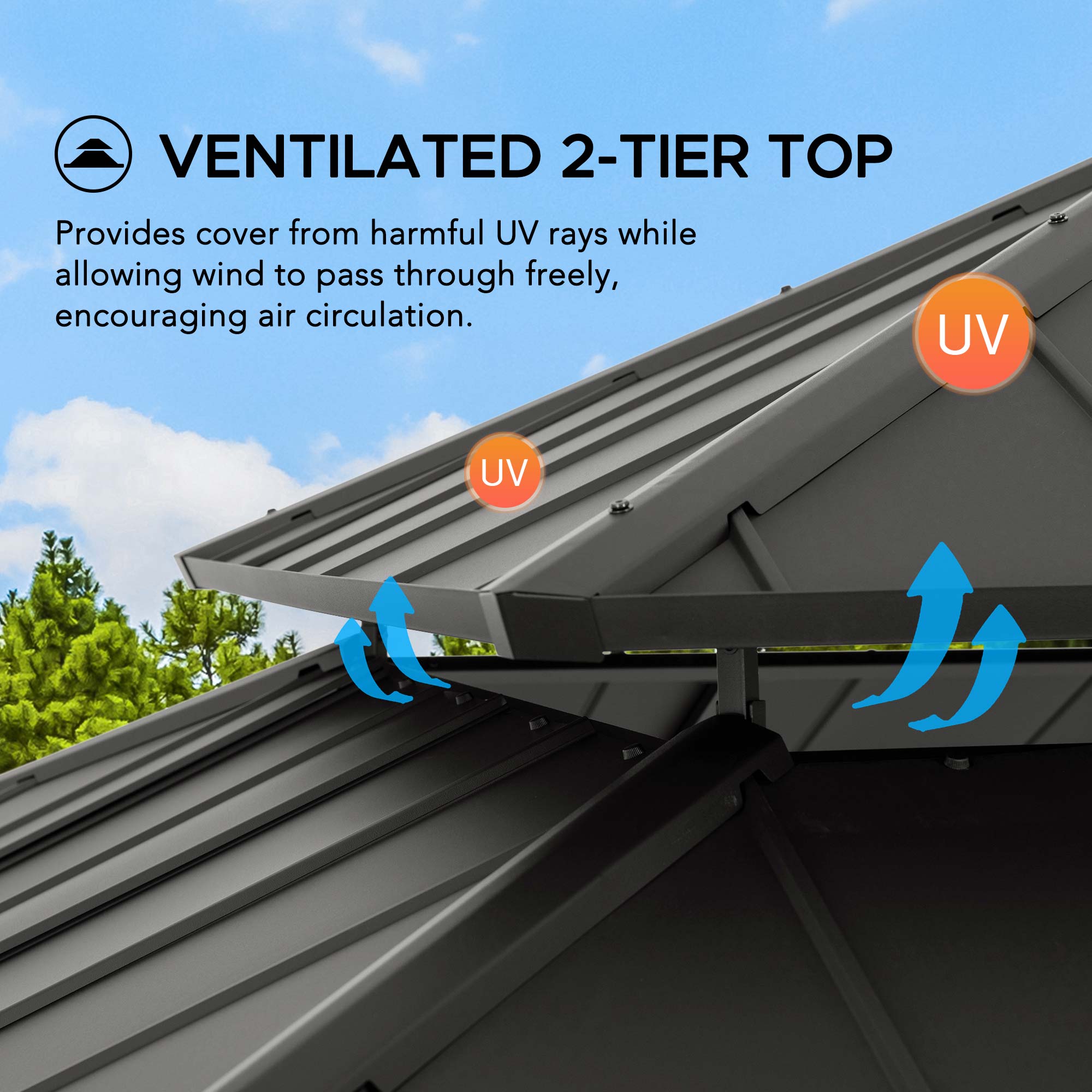 Sunjoy 14.8-ft x 12.8-ft Brown Gazebo with Hardtop Roof in the
