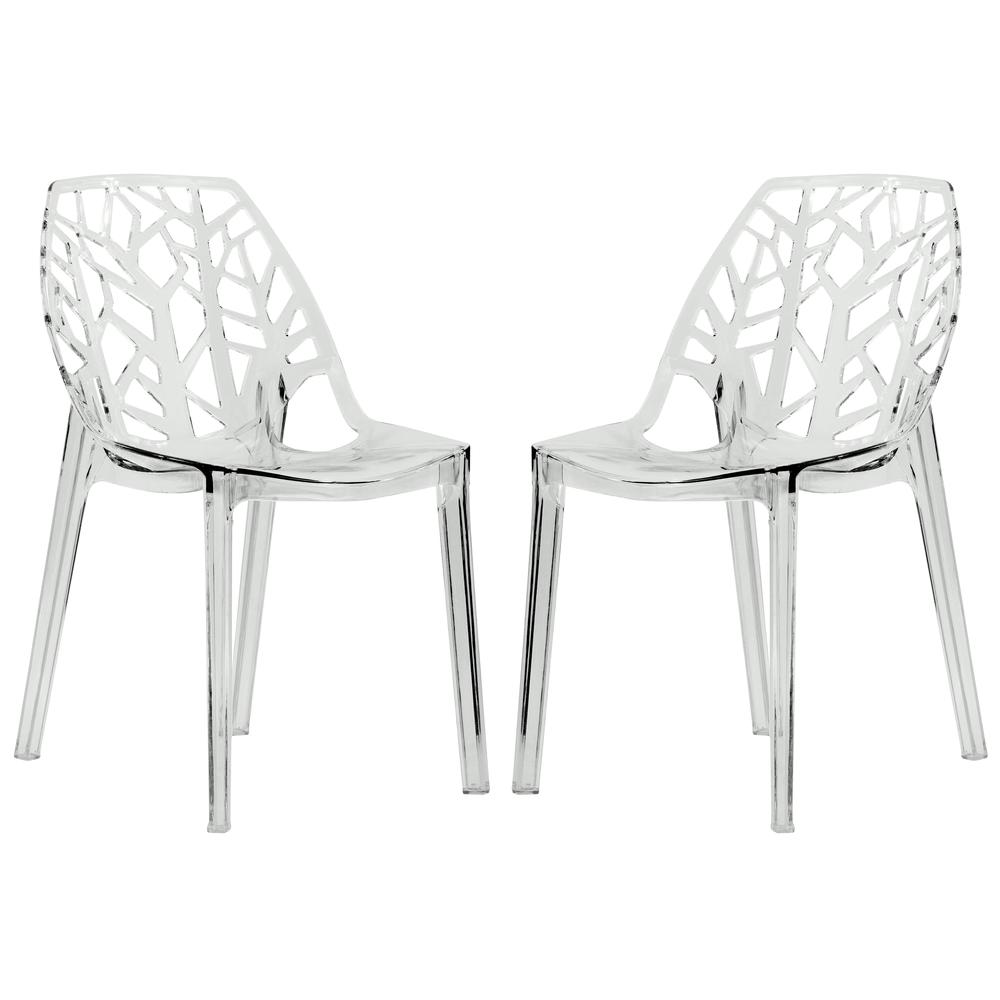 Leisuremod BG3143414 Cornelia Modern Spring CutOut Tree Design Stackable Dining Chair set of 2