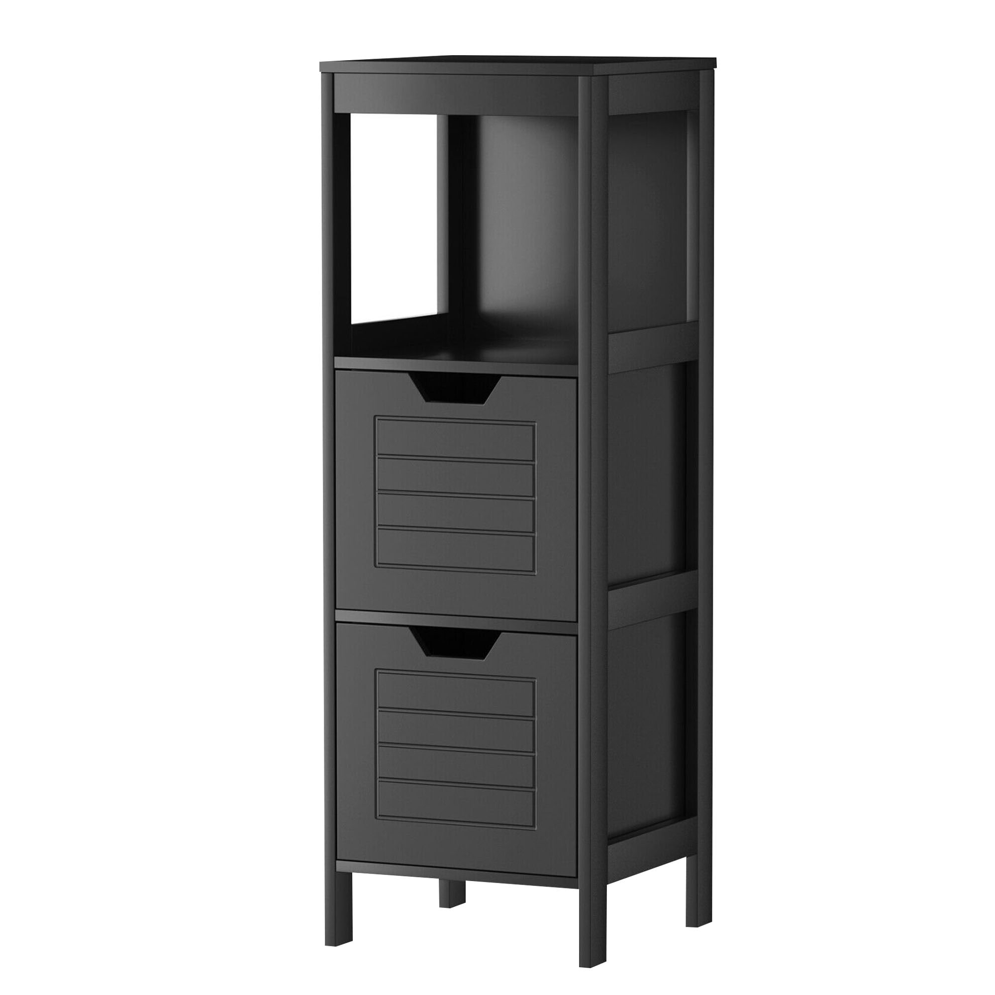 WELLFOR 12-in x 35-in x 11-in Black Freestanding Corner Linen Cabinet