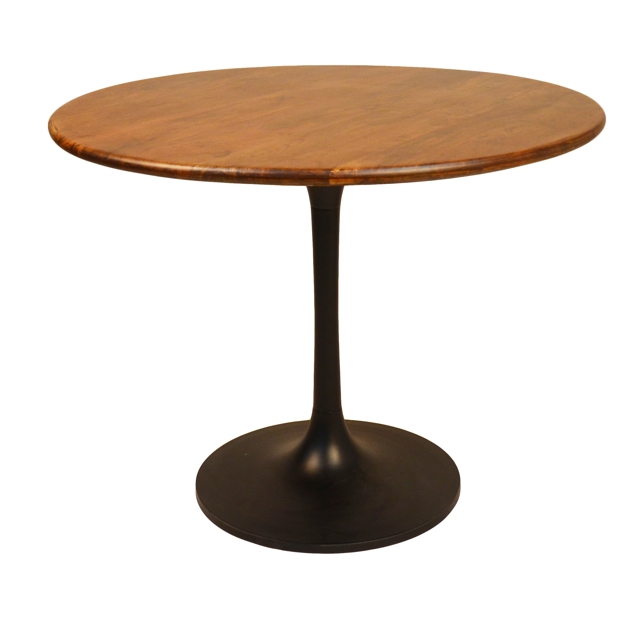 Carolina Cottage WT4040T-ELMBLK Elm Round Contemporary/Modern Dining Table, Wood with Elm Metal Pedestal Base 40-in L x 29.63-in H