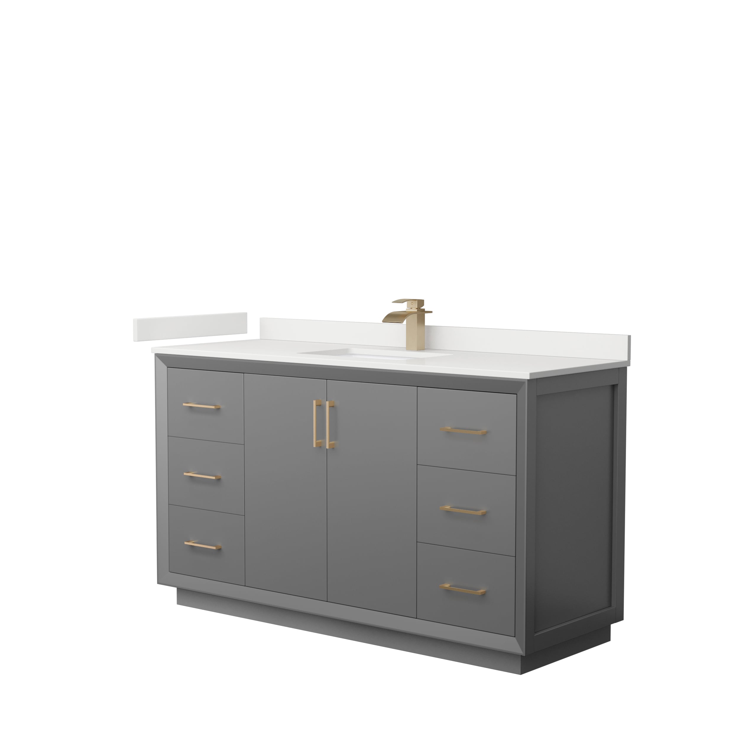Wyndham Collection WCF414160SGZWQUNSMXX Strada 60-in Dark Gray Undermount Single Sink Bathroom Vanity with White Quartz Top
