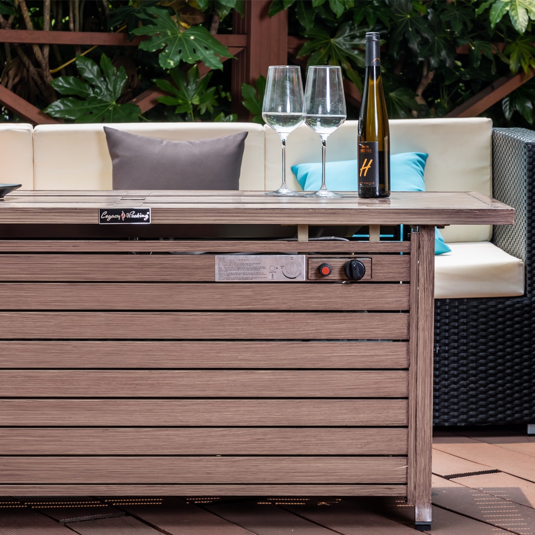 Black Aluminum Gas Fire Pit Table with Cover
