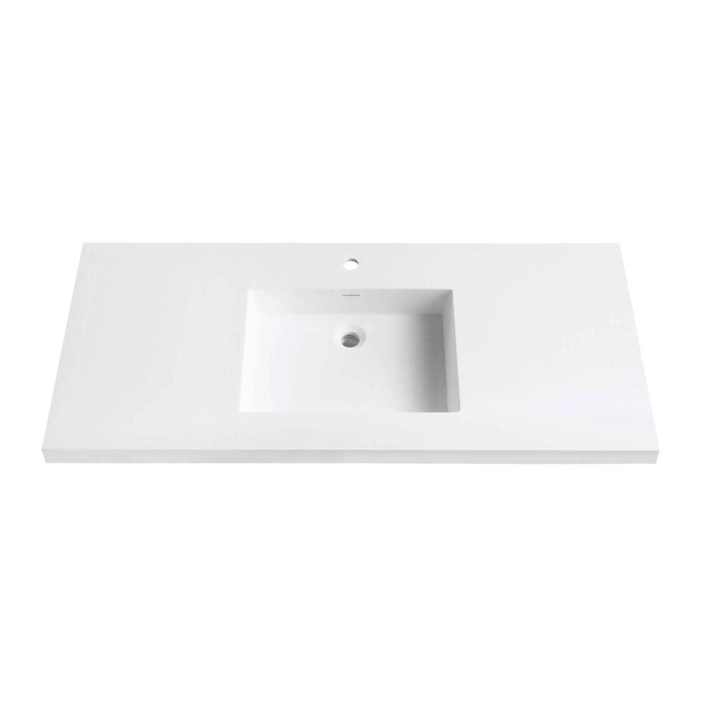 Avanity VUT49WT VersaStone 49-in x 22-in Matte White Solid surface Integral Single sink 1-Hole Bathroom Vanity Top