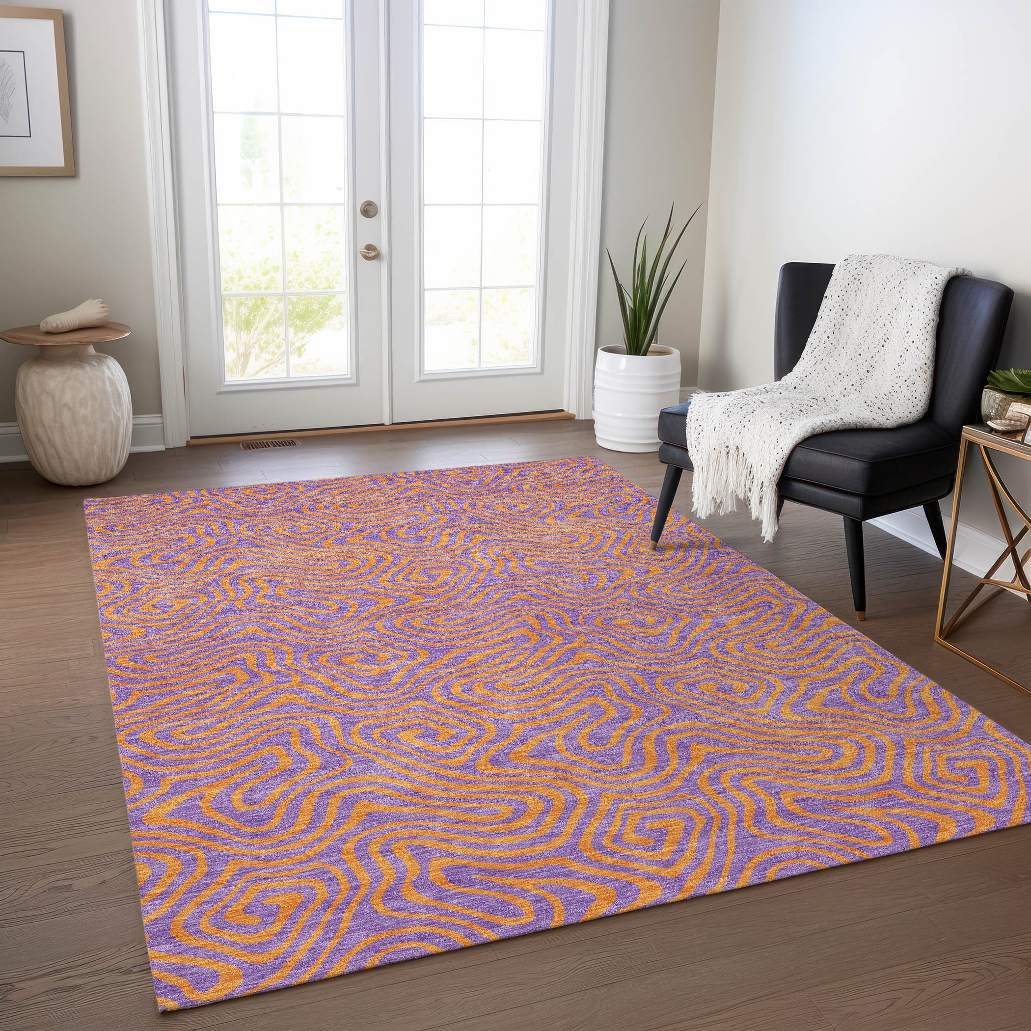 Addison Rugs ACN1031PP10X14 Chantille ACN1031PP 10 x 14 (ft) Polyester Purple Rectangular Indoor/Outdoor Geometric Machine washable Area rug