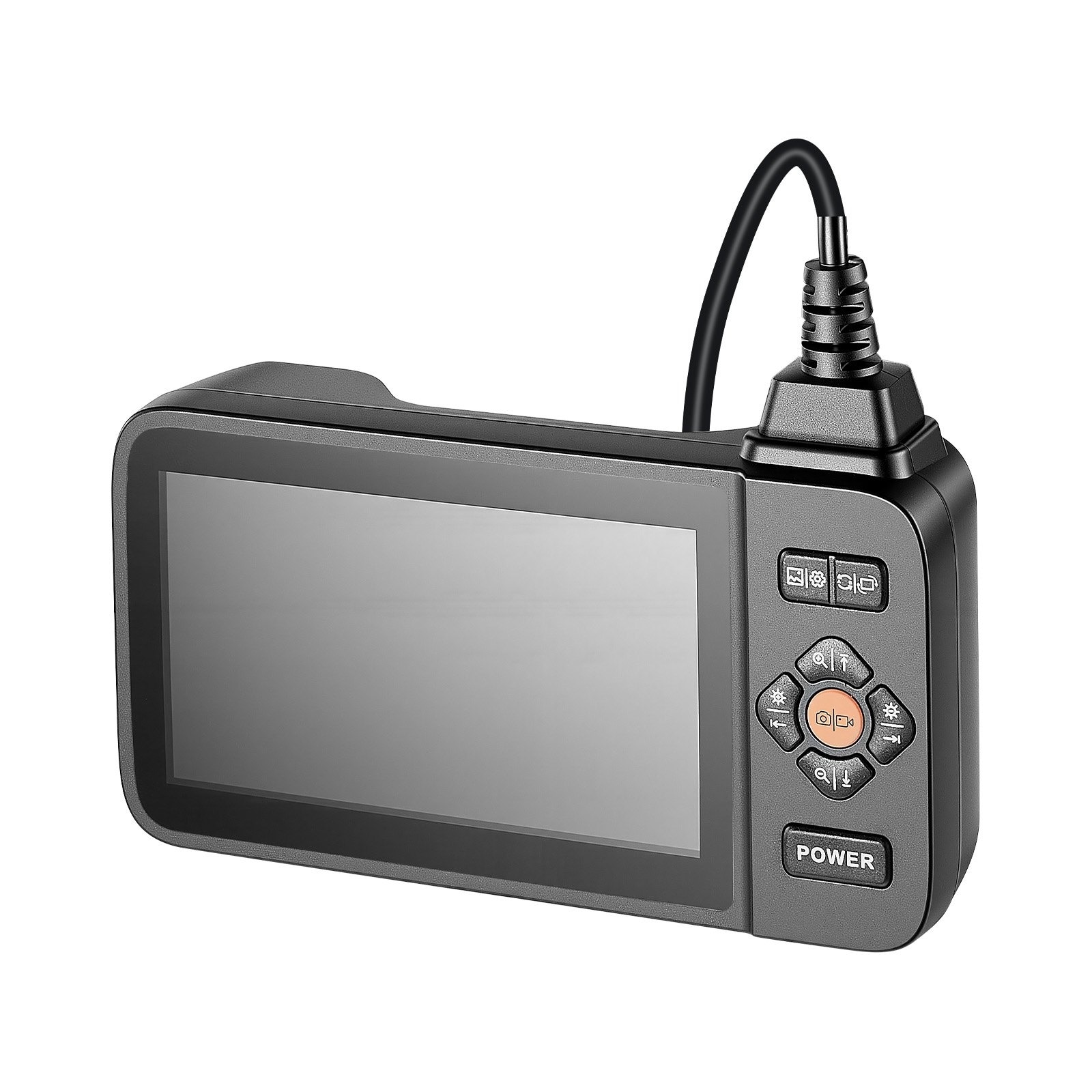 GIVIMO Triple Lens Endoscope 4.5-in HD IPS Screen Industrial Borescope Camera with 10 LED Lights 8X Zoom IP67 Waterproof 16.4-ft Rigid Cable for Automotive
