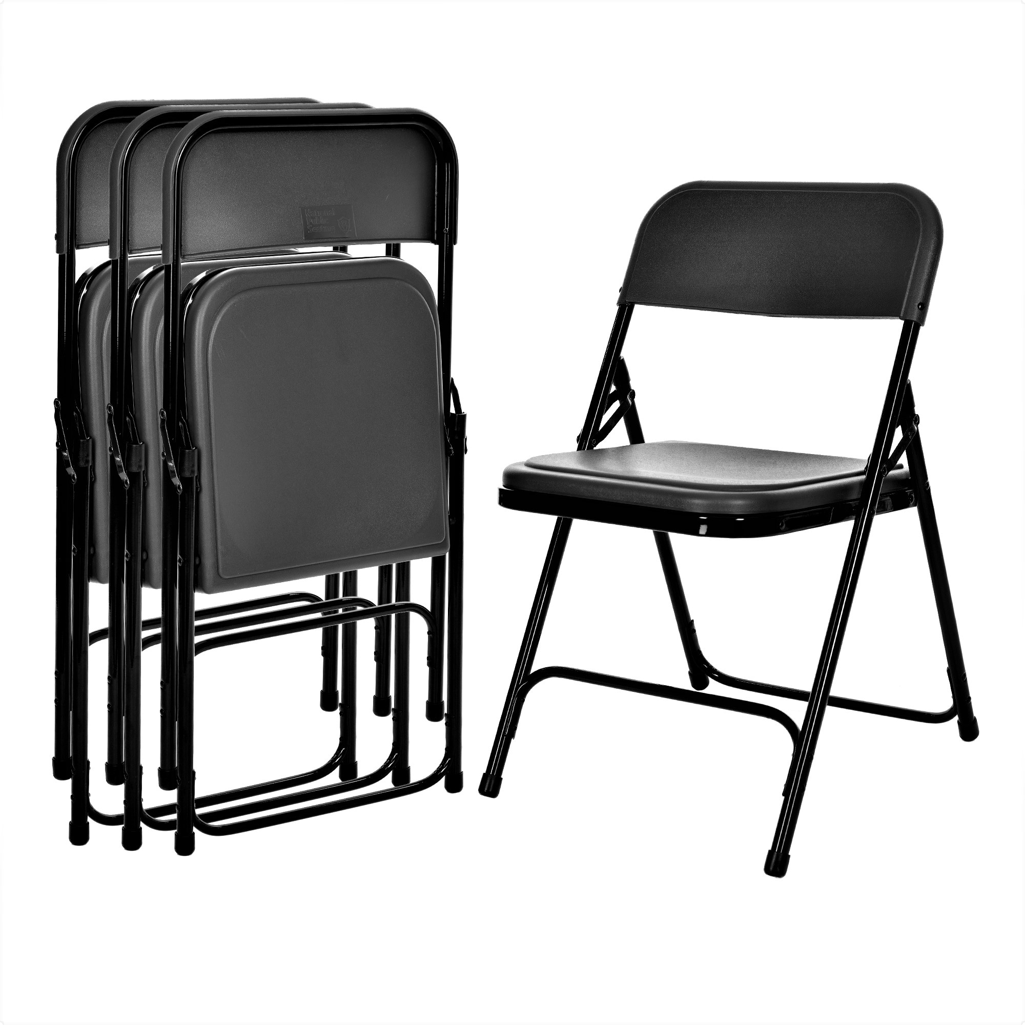 Hampden Furnishings 4-Pack Black Standard Folding Chair with Solid Seat ...