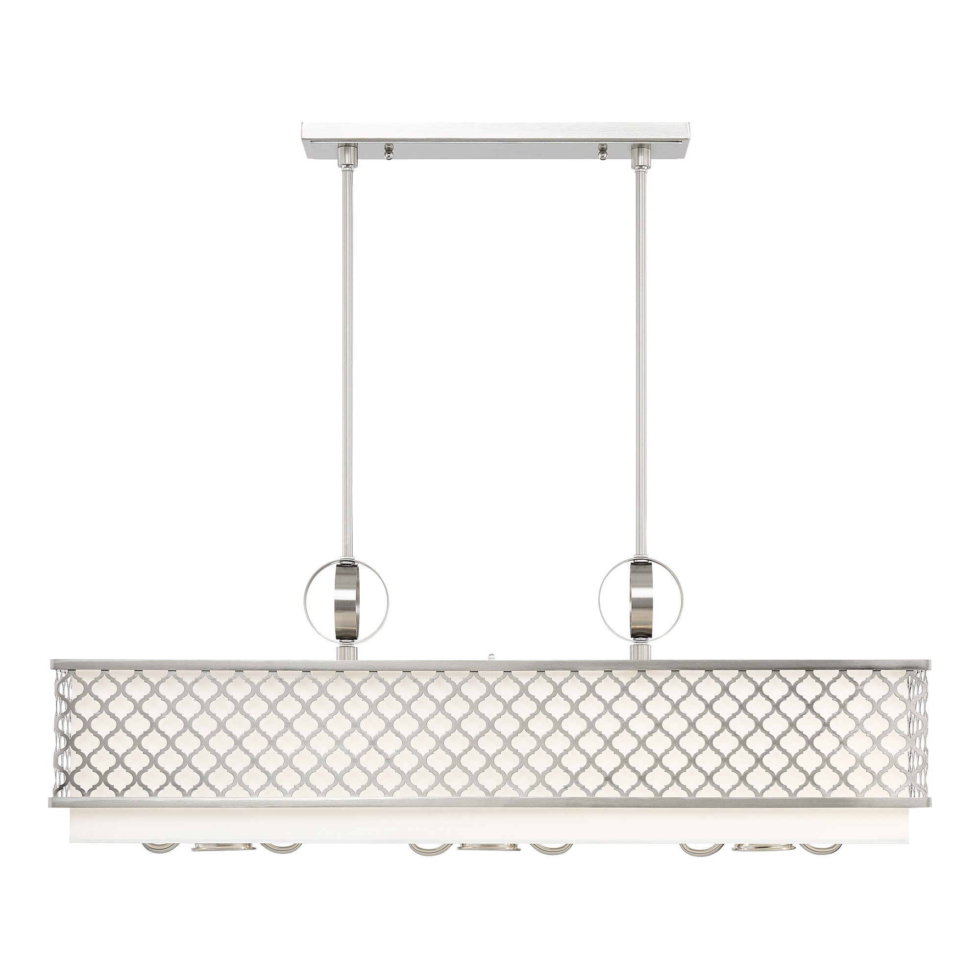 Arabesque Brushed Nickel 9-Light Linear Chandelier with Fabric Shade