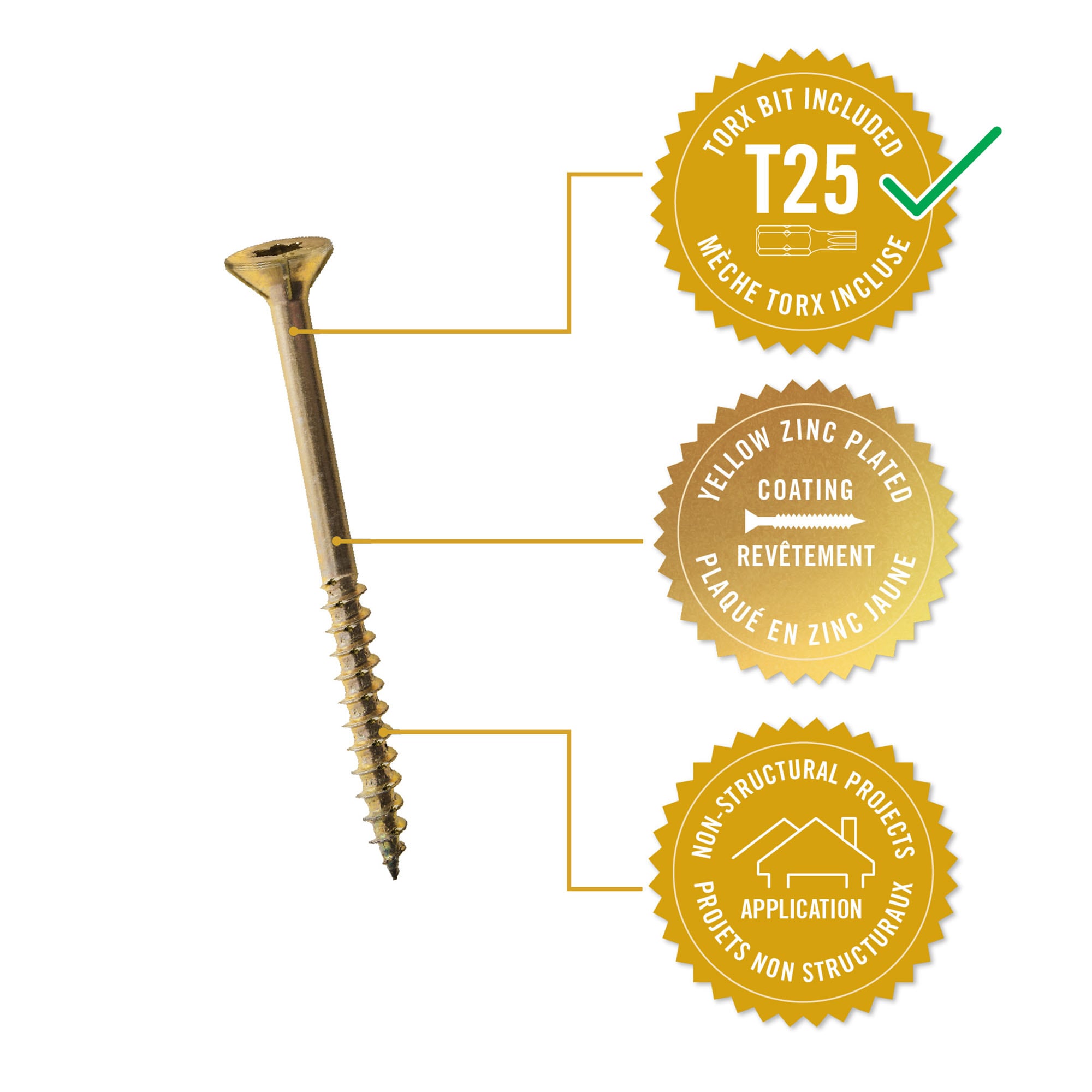Nuvo Iron 8212GPYB Wood-Screws - View #2