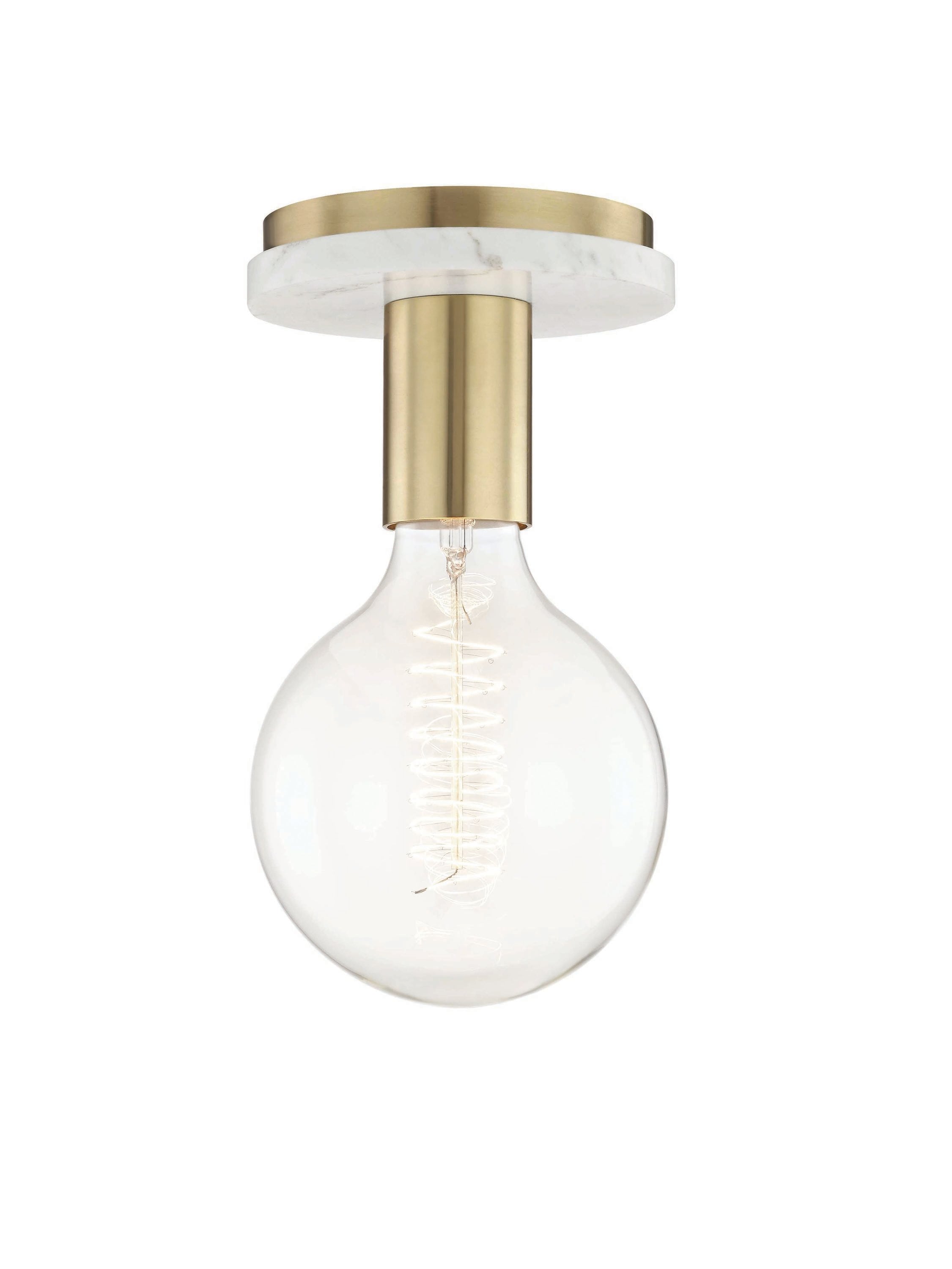 Chloe 1-Light 5-in Aged Brass Semi-Flush mount light Marble | - Mitzi by Hudson Valley Lighting H110601-AGB