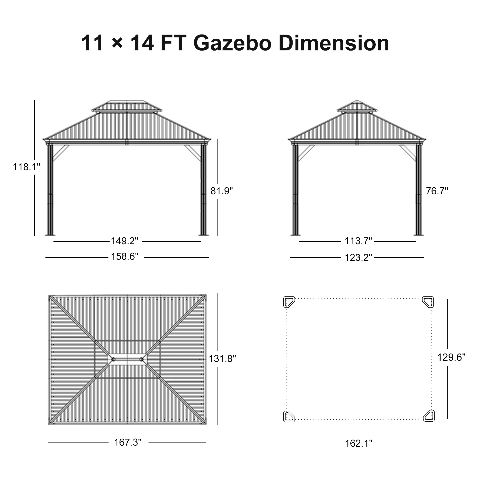 PURPLE LEAF LS04GHTG1114-1 Wood-Resin-Gazebos - View #13