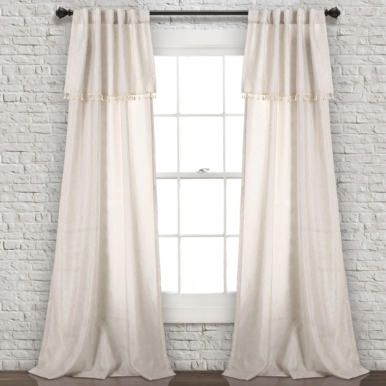 Lush Decor 16T004276 95-Inches Neutral Rod pocket Curtain panel pair