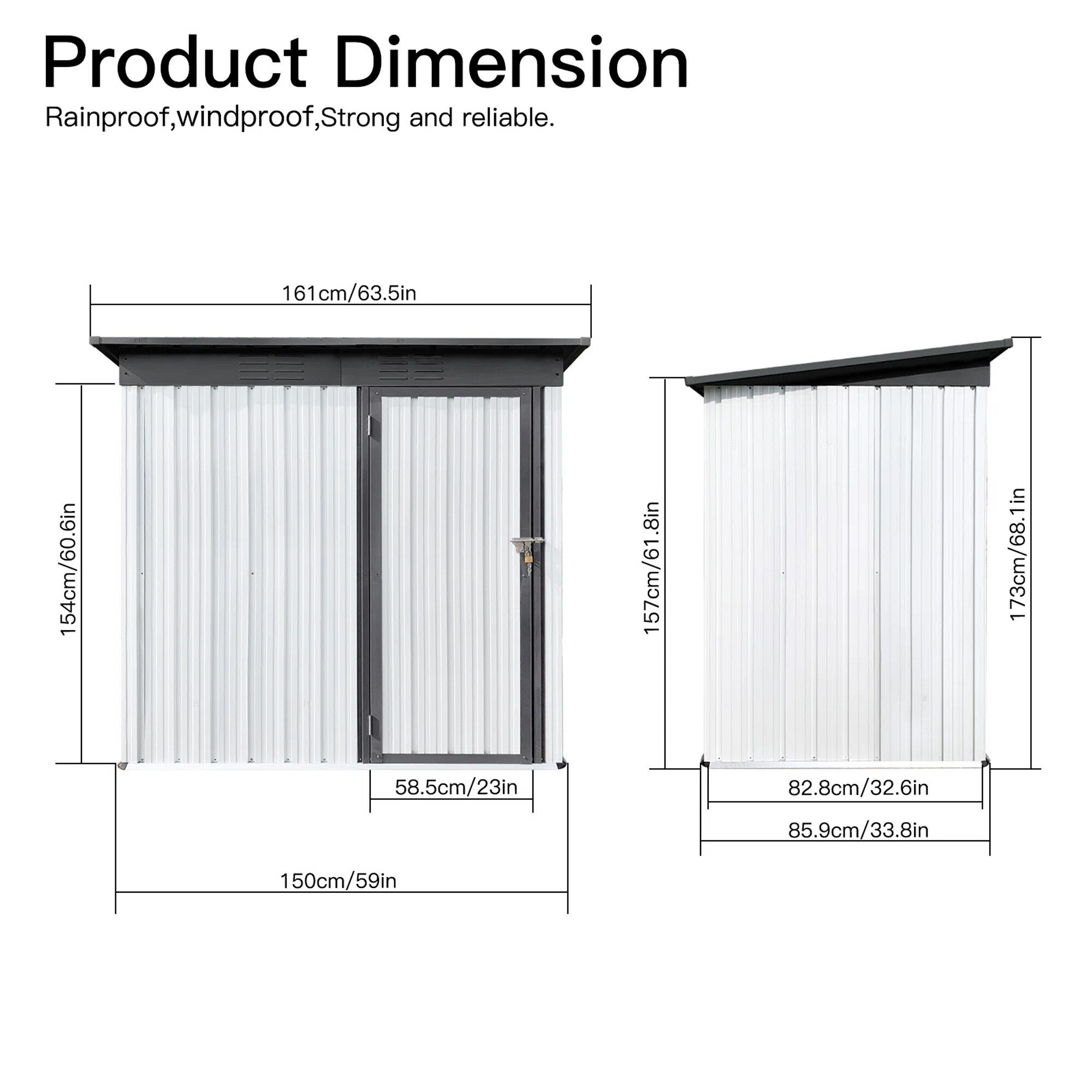 Gaierptone 5-ft x 3-ft Metal Storage Shed Galvanized Steel Storage Shed ...