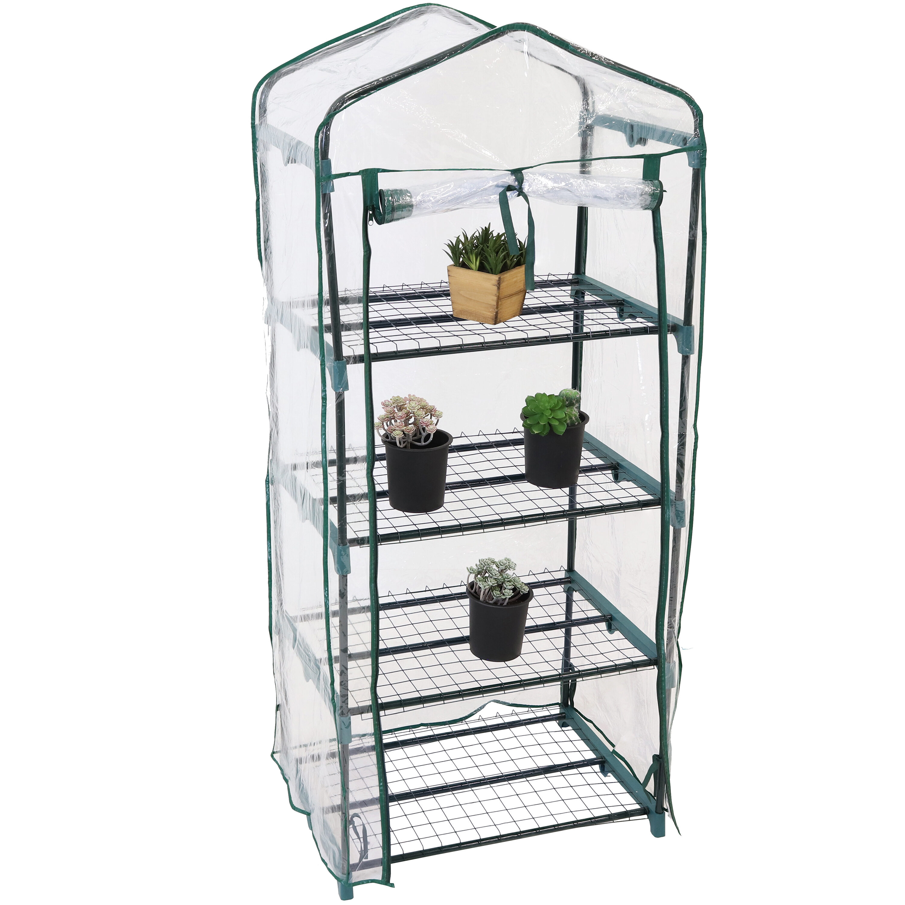 Sunnydaze Decor Portable 4-shelf Greenhouse 1.5-ft L X 2.25-ft W X 5.2 