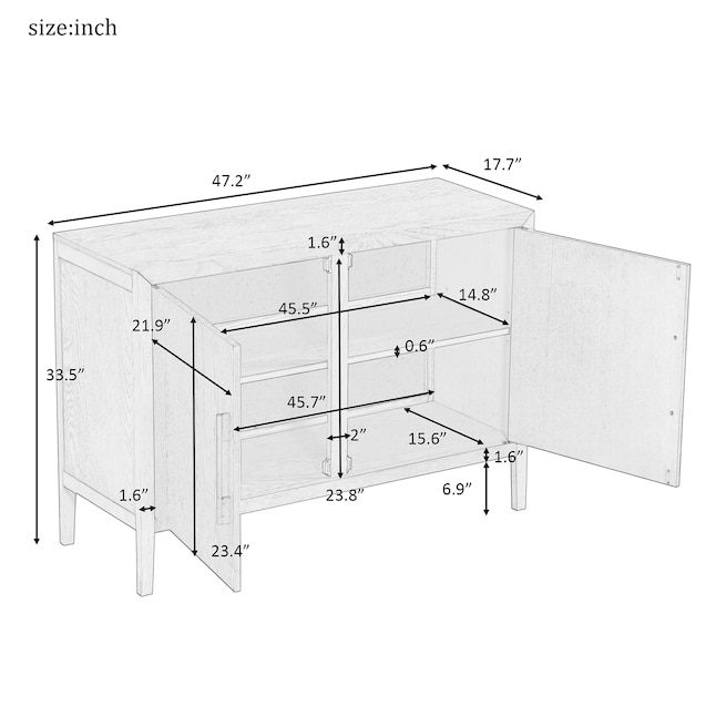 ModernLuxe Oak Wood 4-Drawer 2-Door Chest with Adjustable Shelves ...
