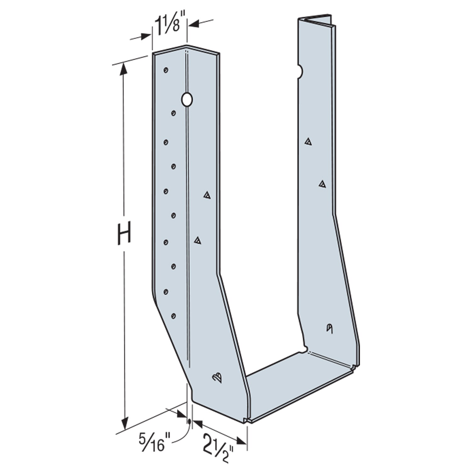 Simpson Strong-Tie MIU Galvanized Face-Mount Joist Hanger for 4-5/8 in. x  11-7/8 in. Engineered Wood MIU4.75/11 - The Home Depot