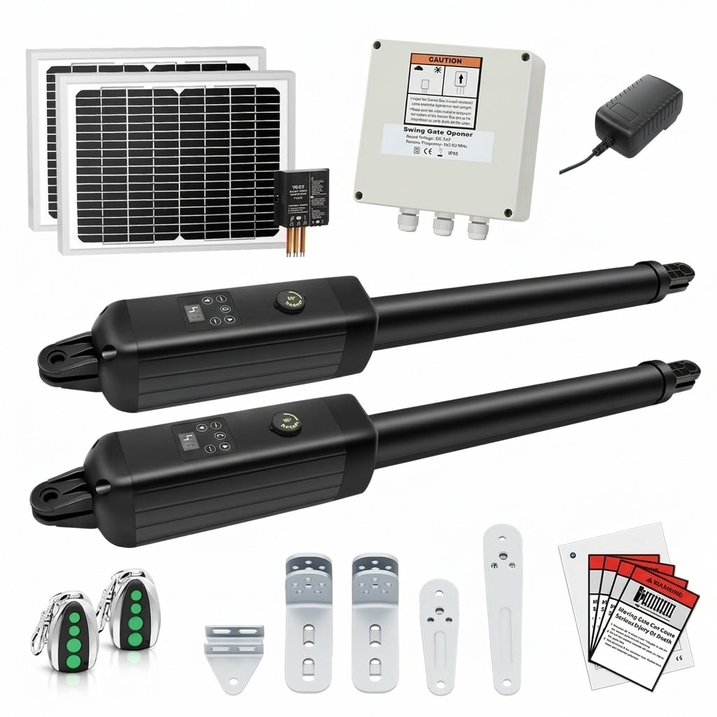 Etokfoks  Automatic Gate Opener Kit for Dual Swing Gates up to 16ft 550lbs 24VDC 50W Motor Inward or Outward