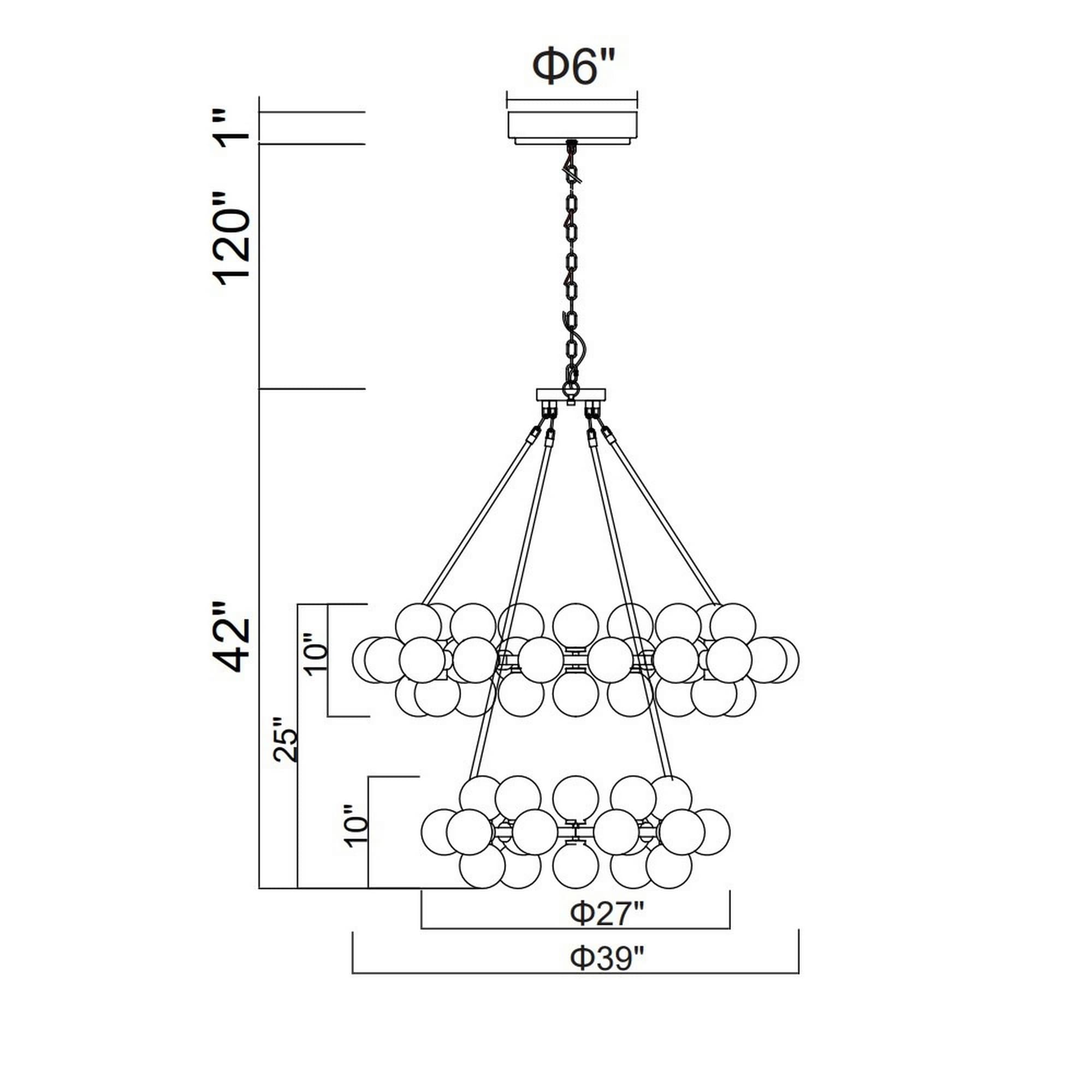 Arya 39" White and Gold Metal Chandelier with Frosted Glass