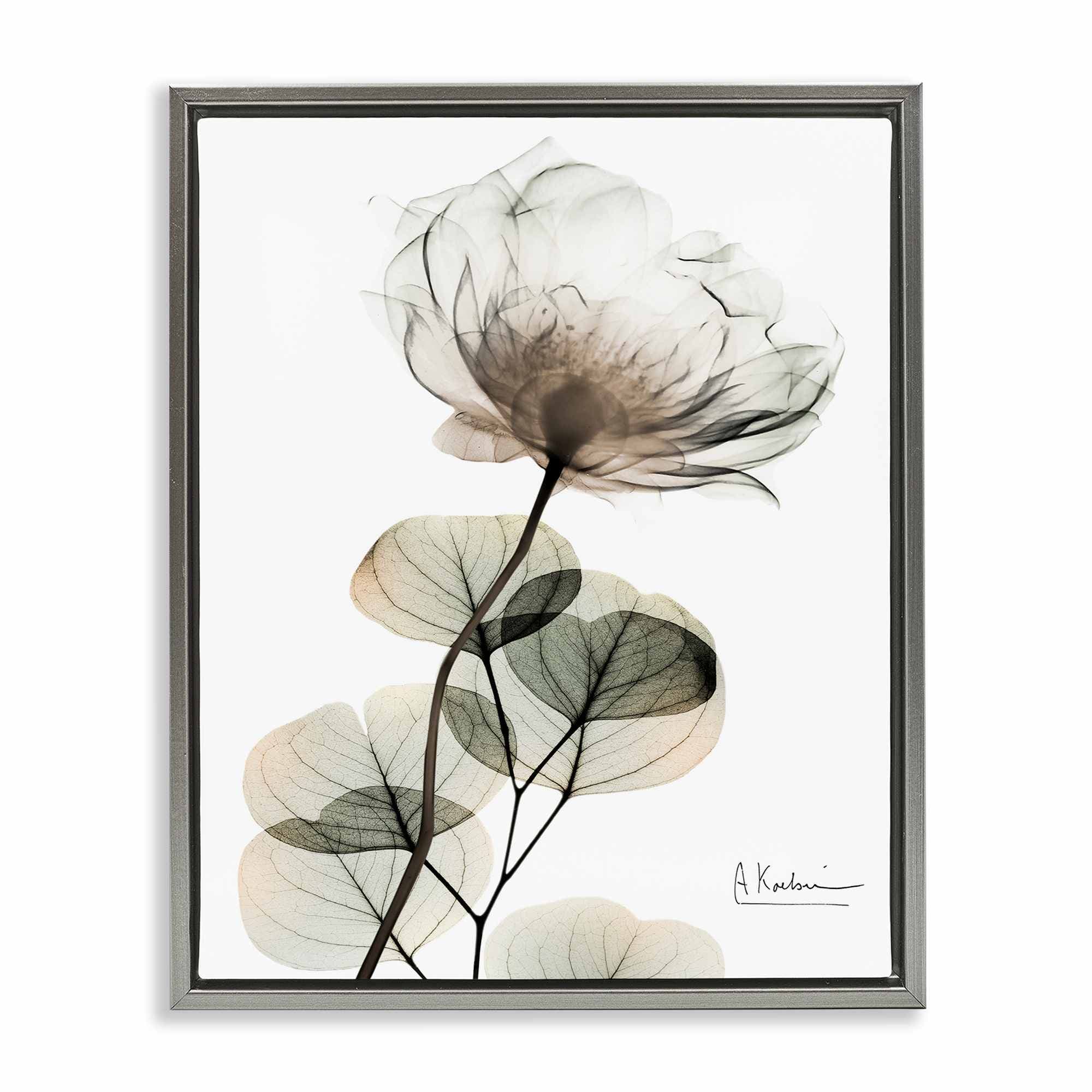 Stupell Industries BS-029-FFL-24X30 Simple Elegant White Flower Gray Framed Floater Canvas Wall Art By Albert Koetsier 25 x 31