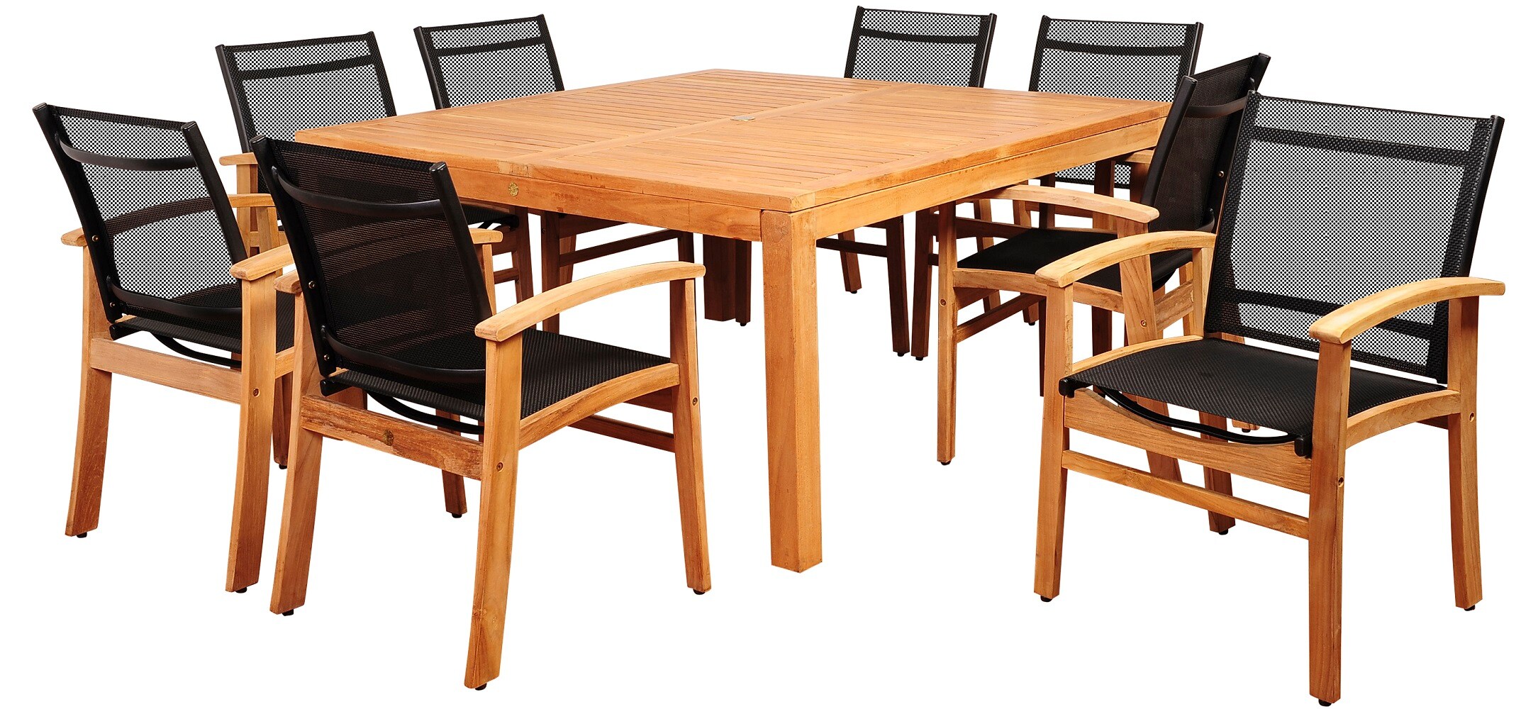 Envelor EN-IH-SUNS9PC Amazonia 9 -Piece Brown Patio Dining Set Wood Square Table with 8 Stationary Chairs