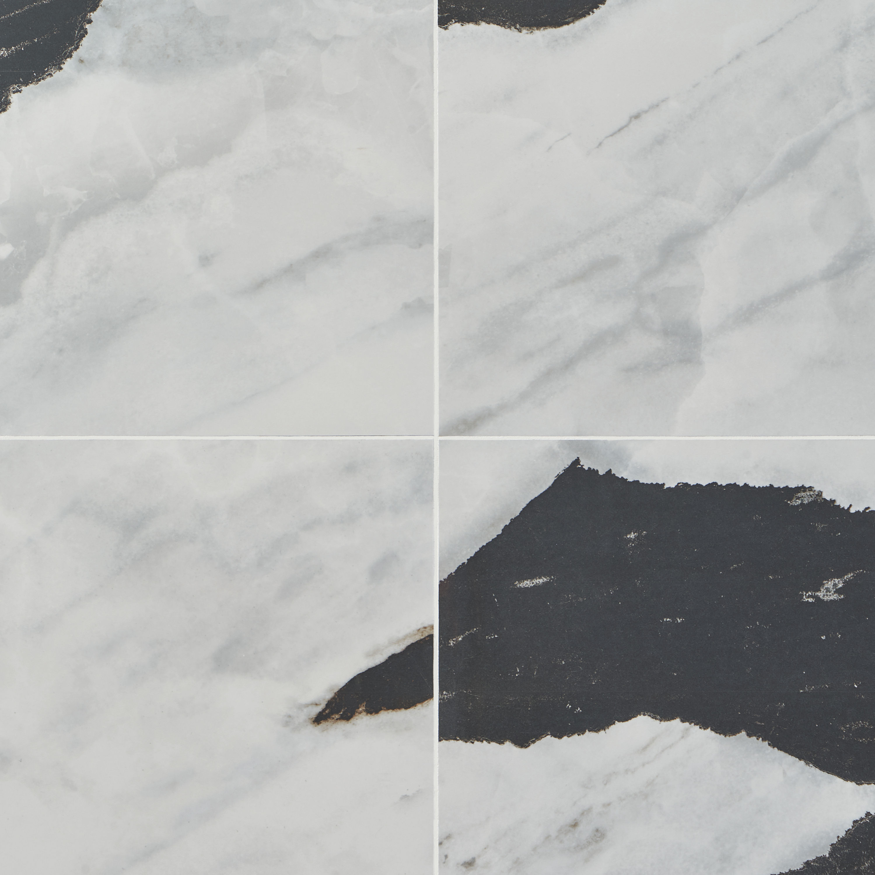 Artmore Tile EXT3RD107840 Enigma Panda White 24-in x 48-in Polished Porcelain Marble look Large format Floor and Wall Tile ( 15.49-sq ft Carton )