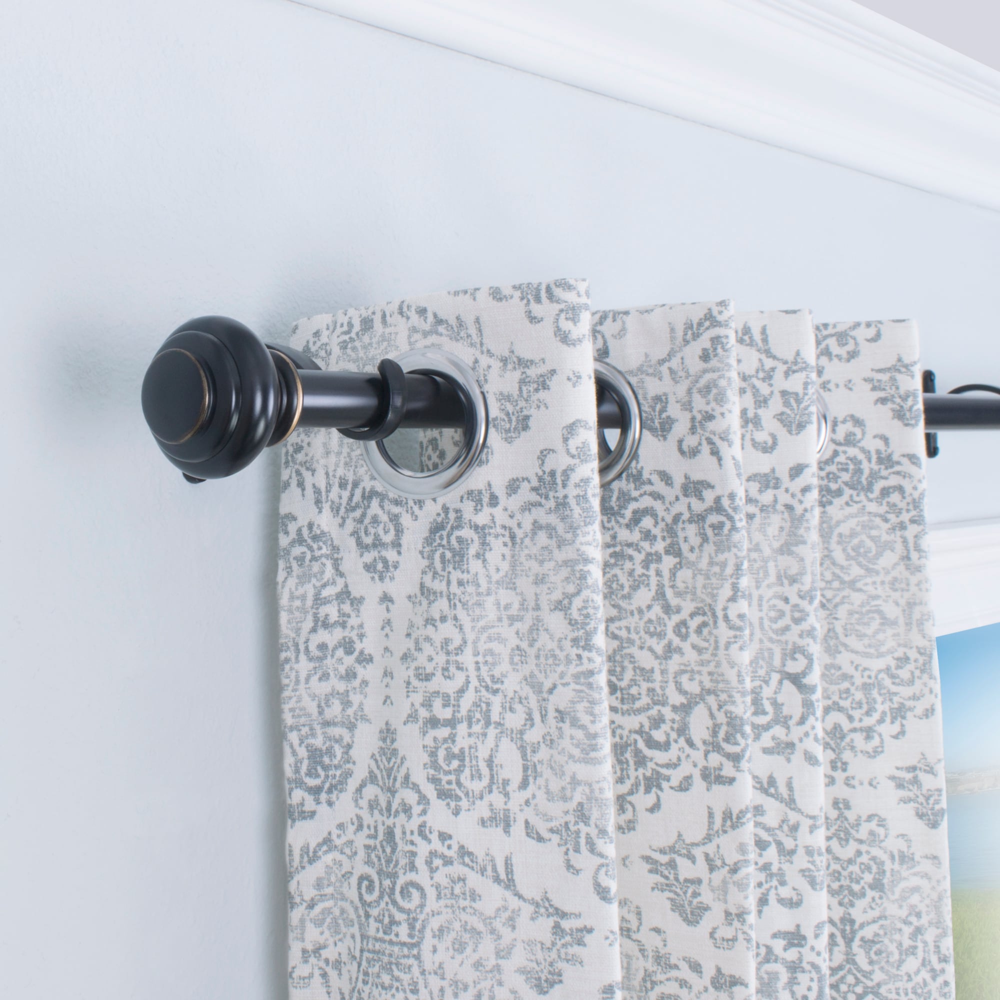Antique Bronze Adjustable Curtain Rod with Finials, 18-36 Inches