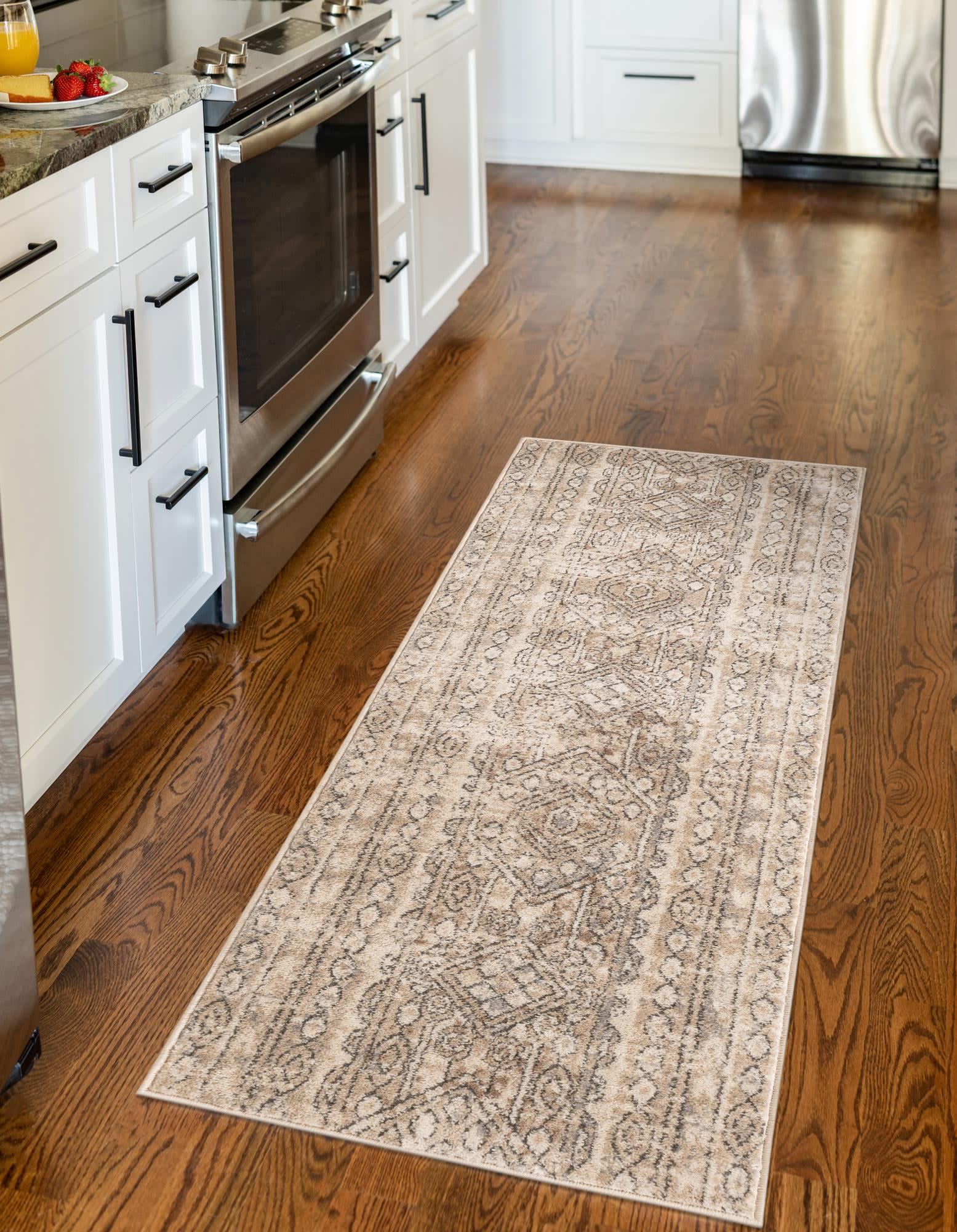Unique Loom 3187539 Portland 3 x 10 (ft) Loomed Polypropylene Ivory Rectangular Indoor Stripe Runner rug