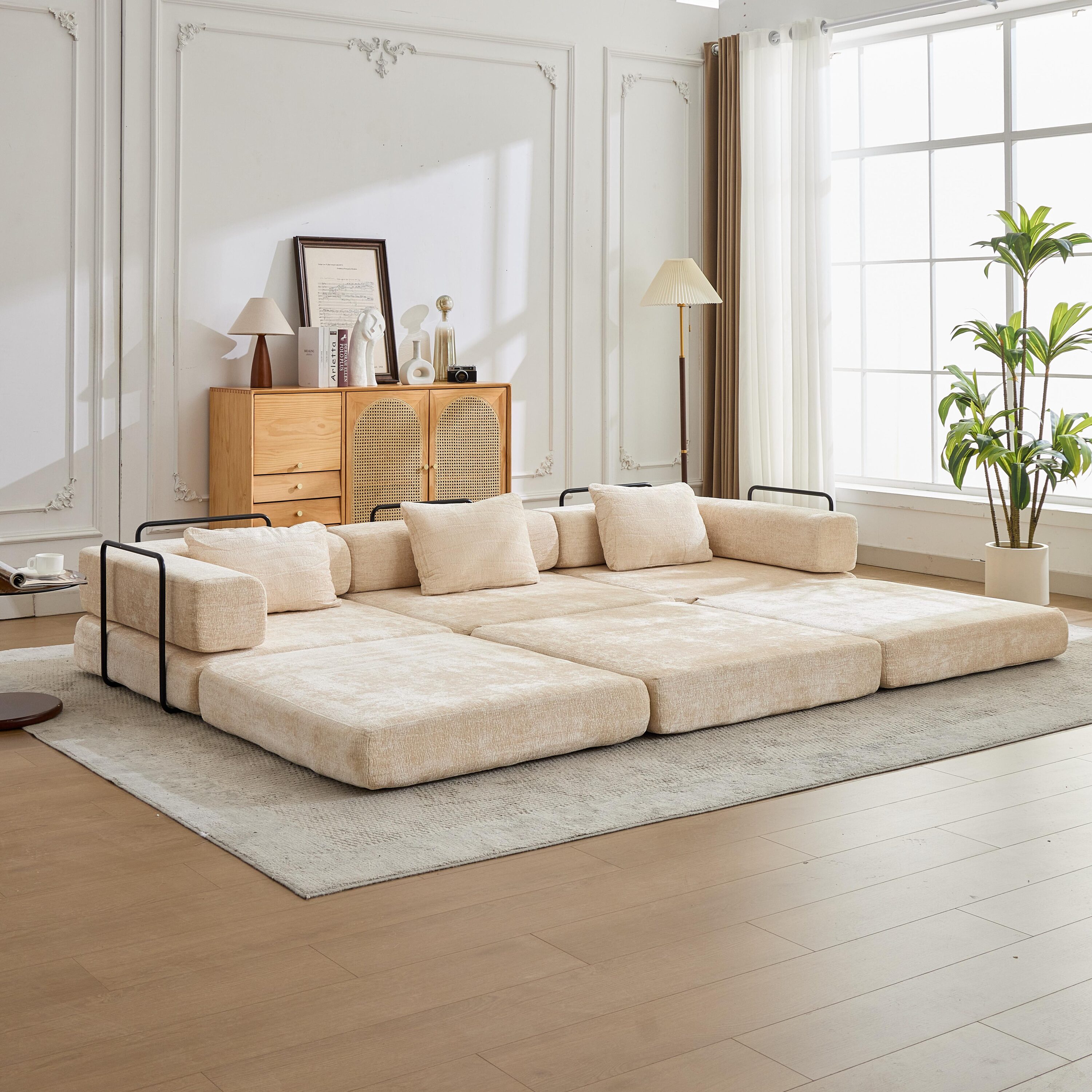 Vynxaria Compression Sofa Convertible Floor Sofa Bed Fixed Shape